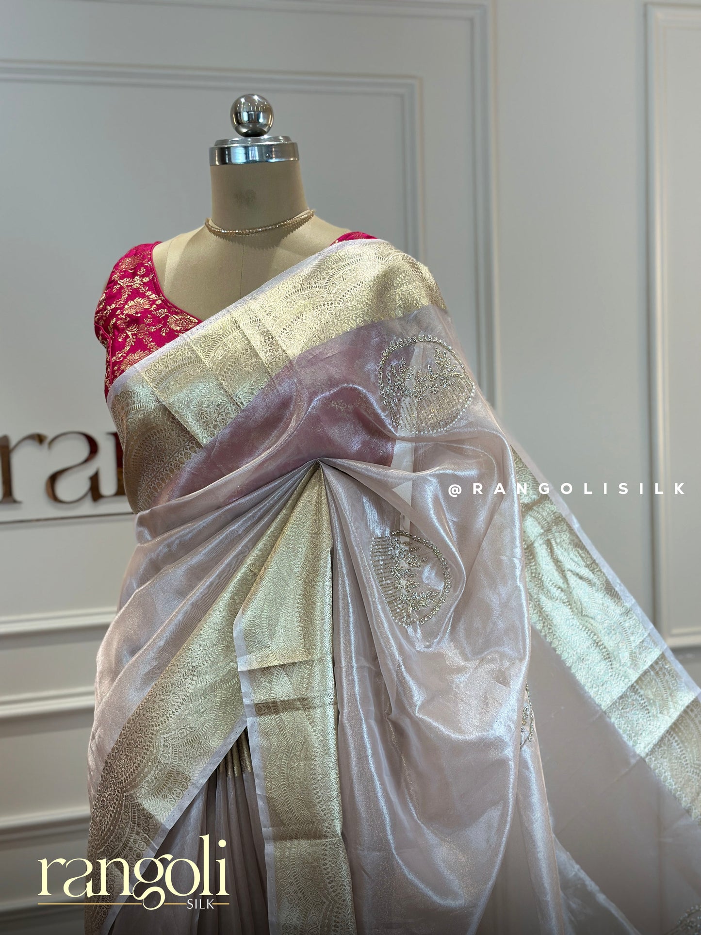 Ethereal Tissue Saree with Soft Hues & Golden Borders - Post 471
