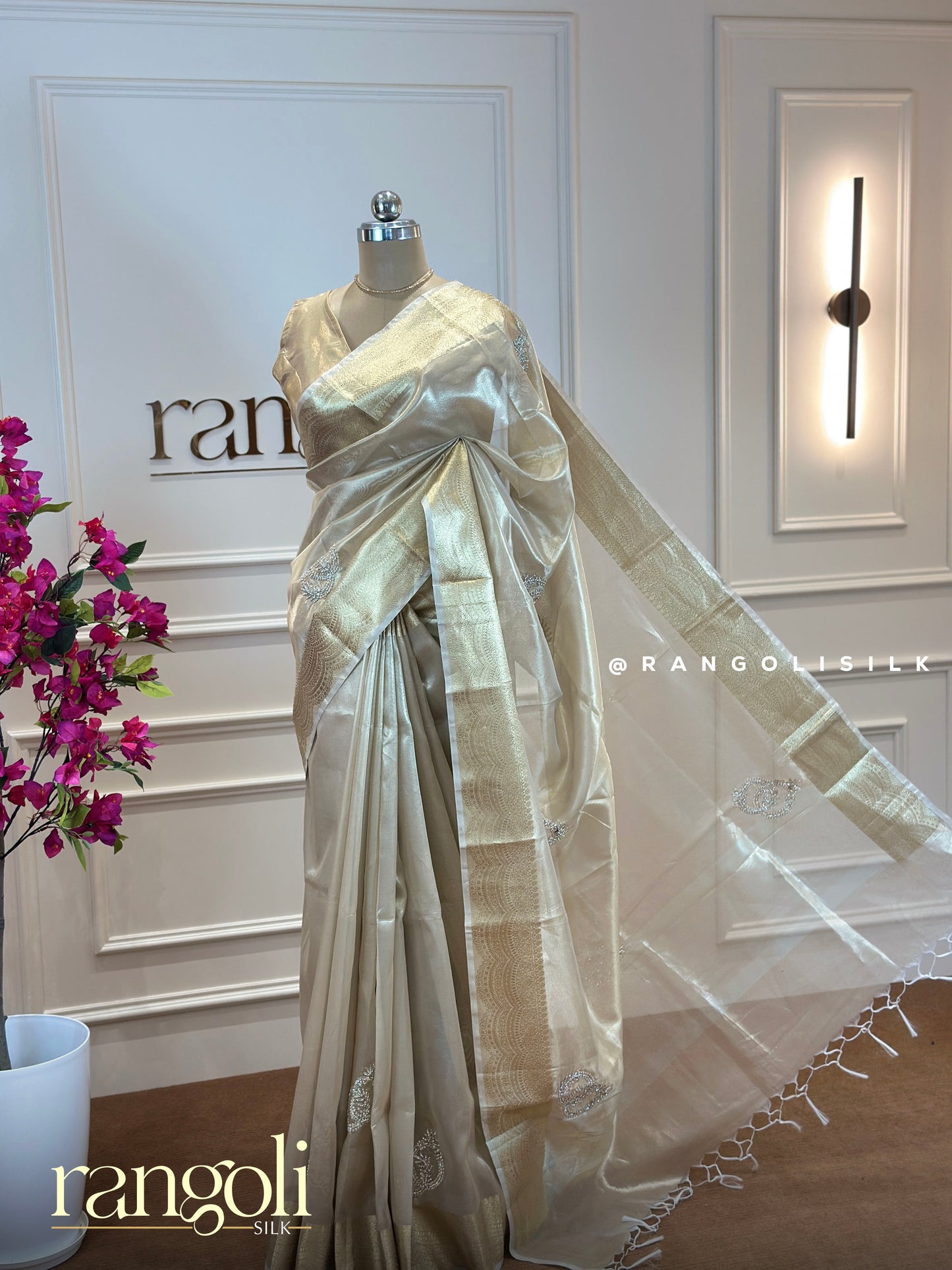 Ethereal Tissue Saree with Soft Hues & Golden Borders - Post 471
