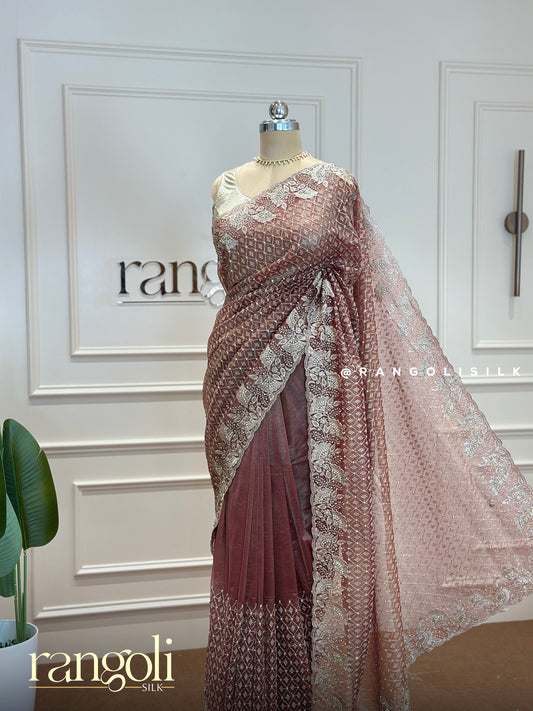 Designer Saree with Silver Zari Work - Post 367