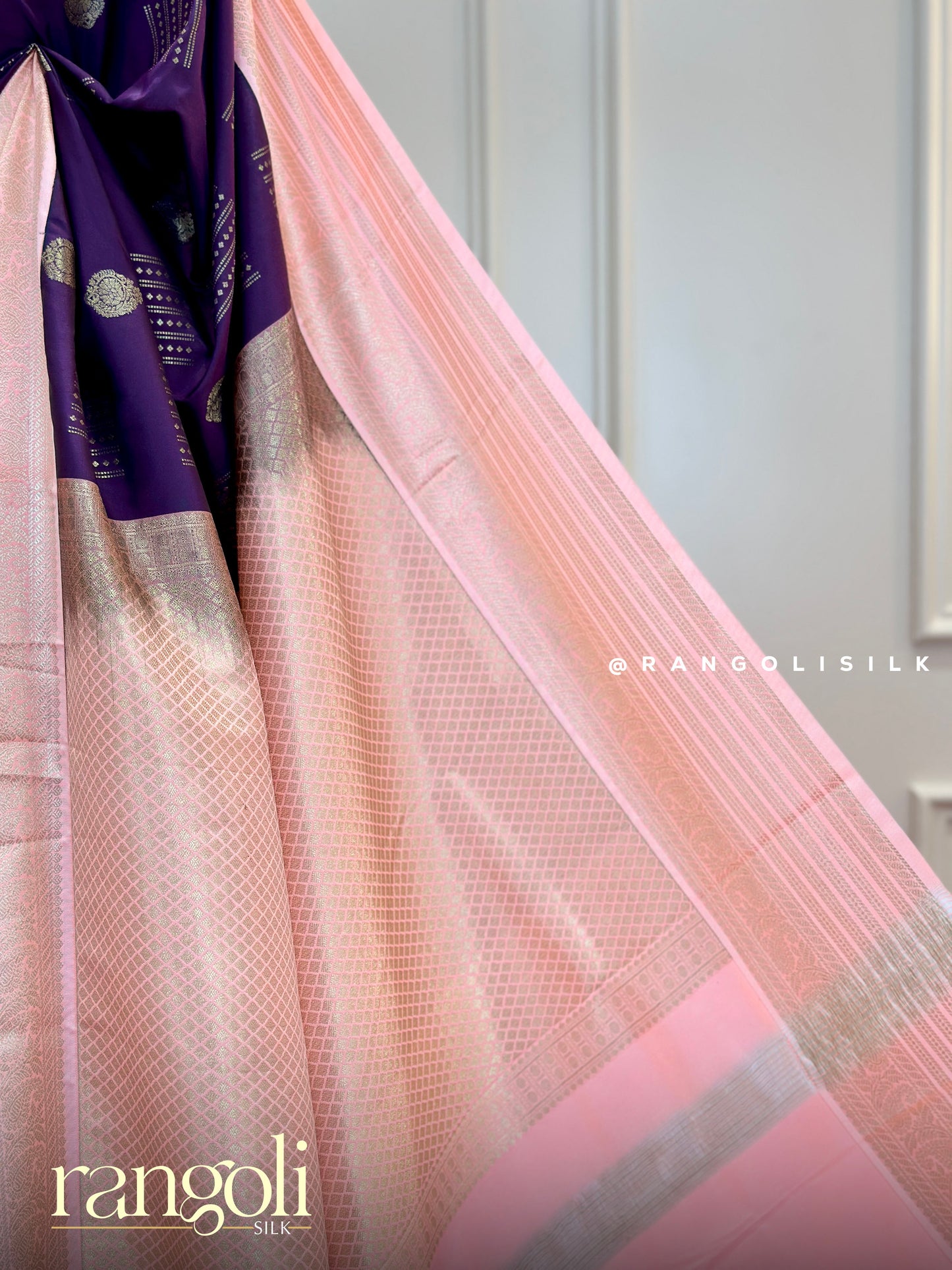Semi Kanjivaram Silk Saree with Intricate Zari Work & Contrast Border  - Post 586