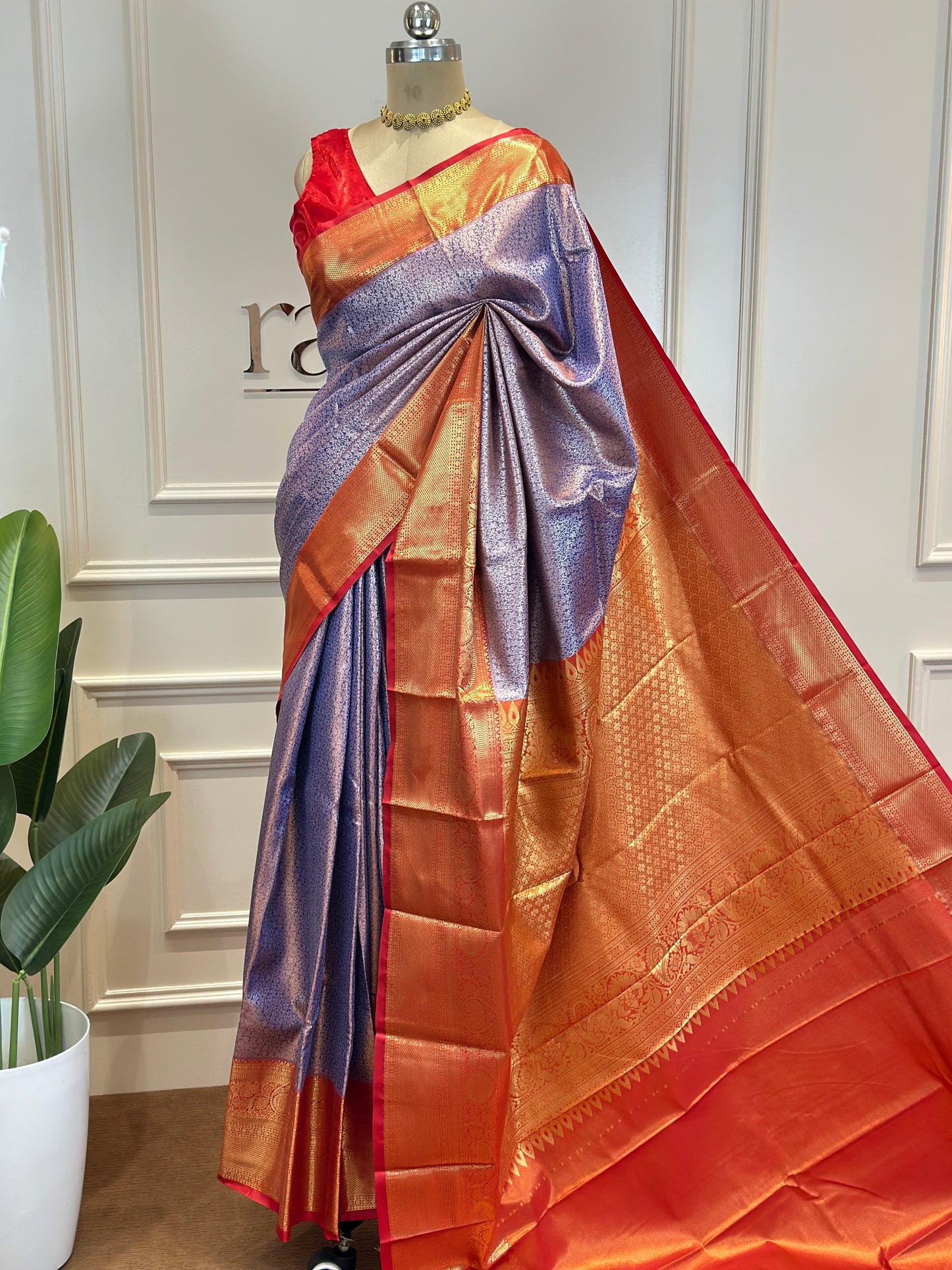 Premium Tissue Silk Saree with Rich Woven Border - Post 760