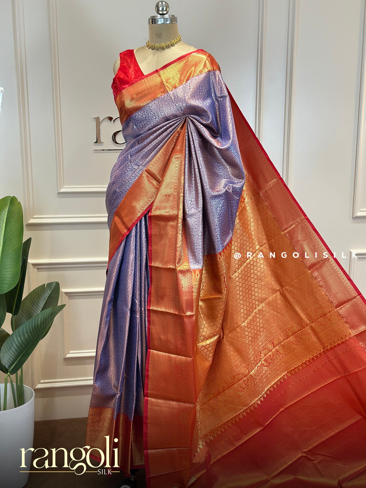 Premium Tissue Silk Saree with Rich Woven Border - Post 760
