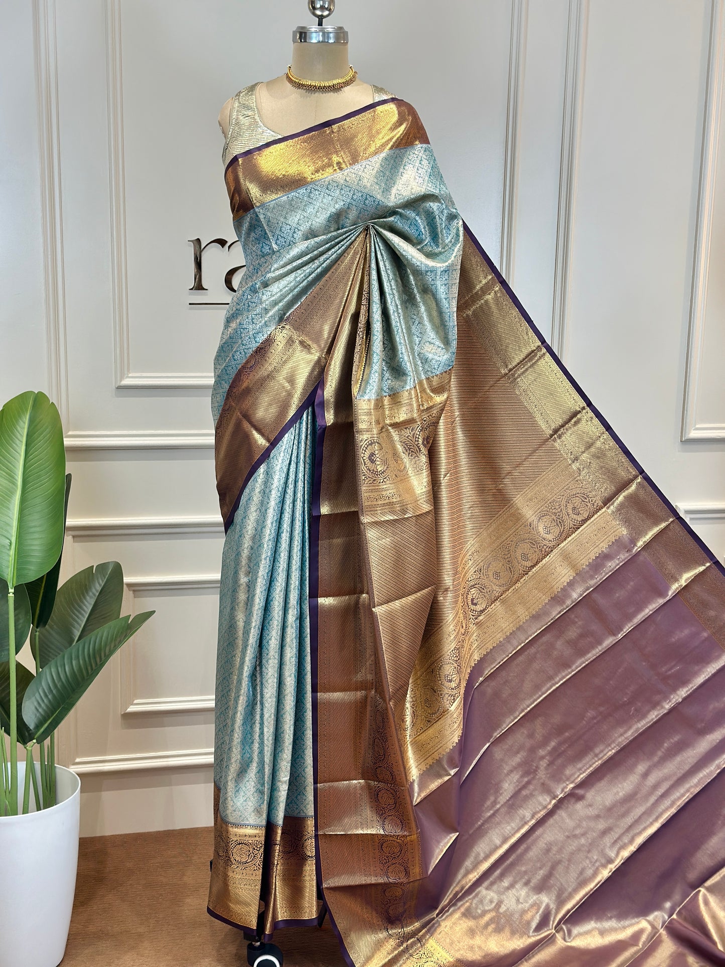 Premium Tissue Silk Saree with Rich Woven Border - Post 760