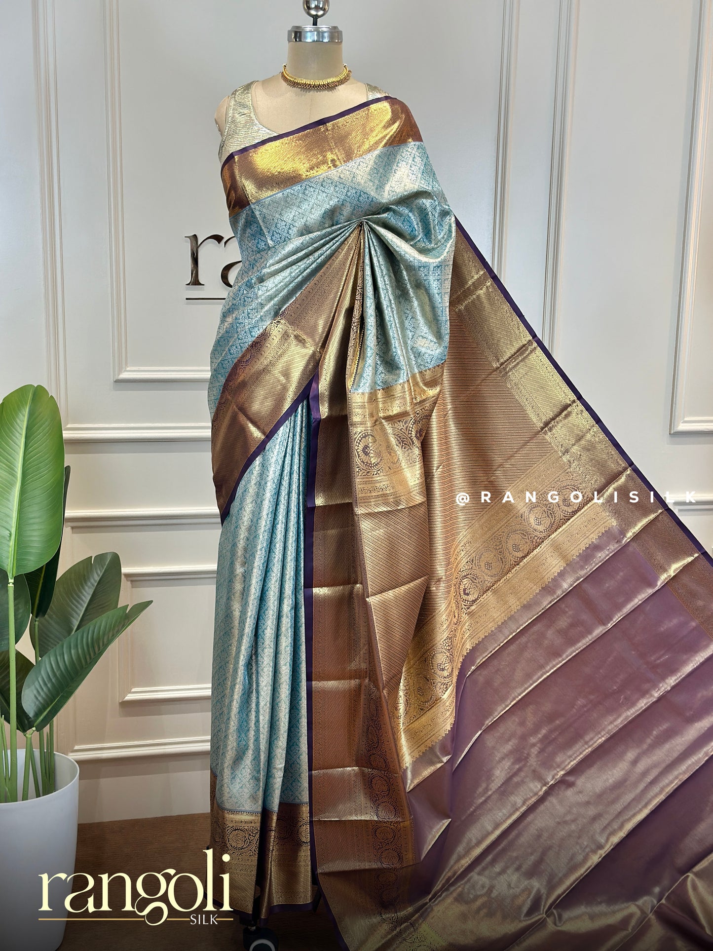 Premium Tissue Silk Saree with Rich Woven Border - Post 760