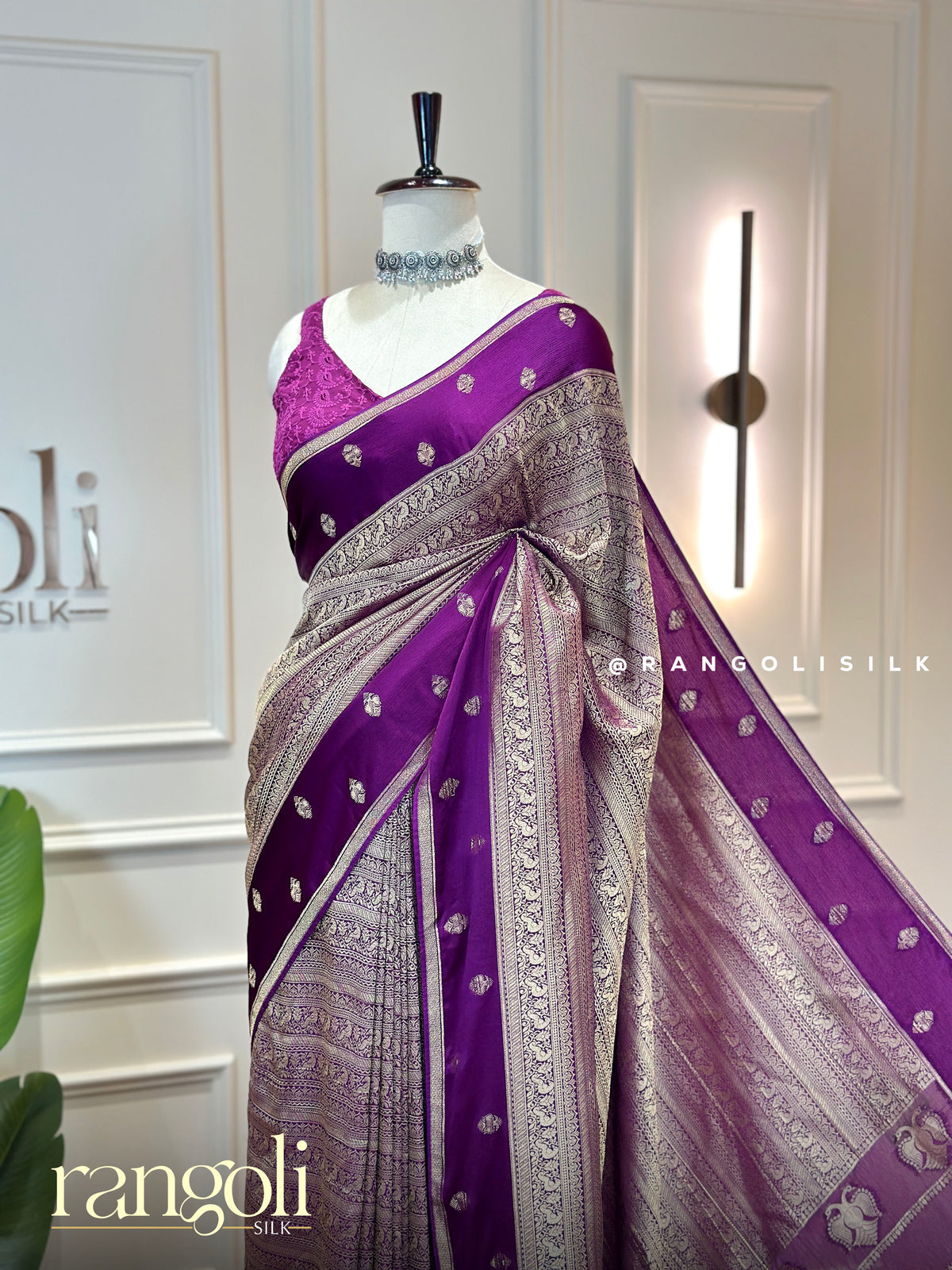 Royal Purple Banaras Brocade Saree with Gandaberunda Motifs - Post 1002