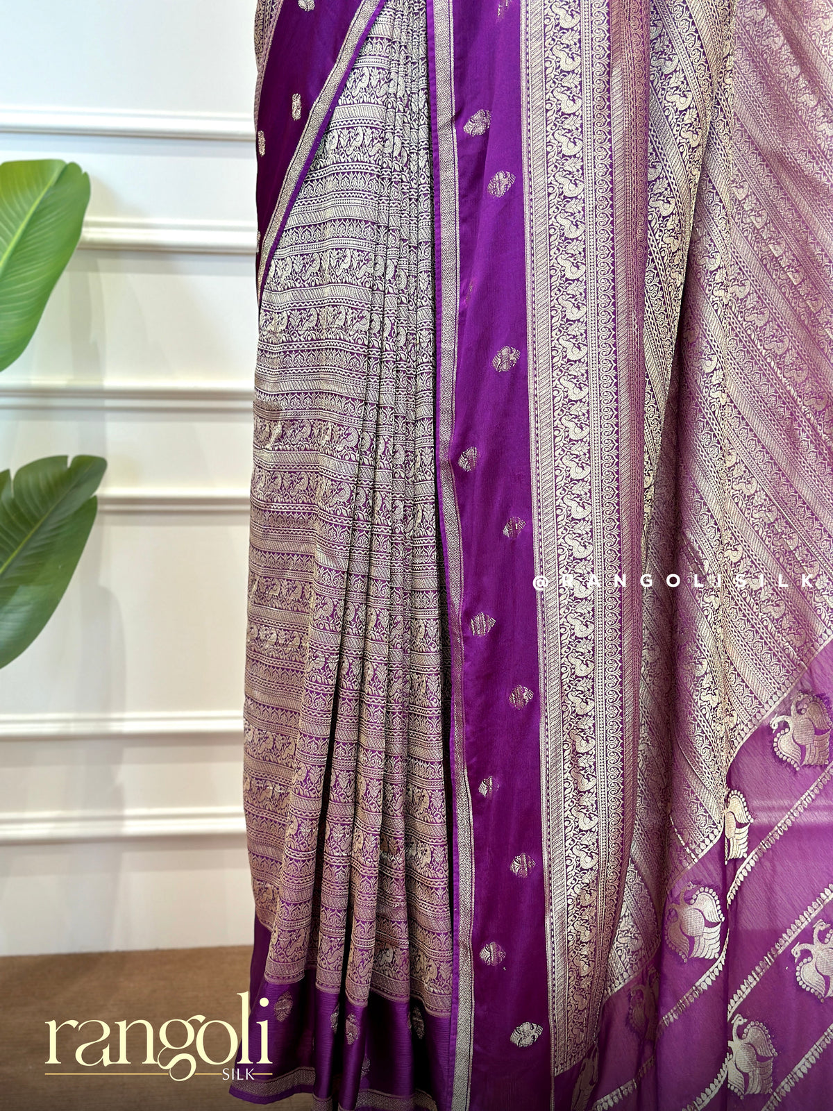 Royal Purple Banaras Brocade Saree with Gandaberunda Motifs - Post 1002
