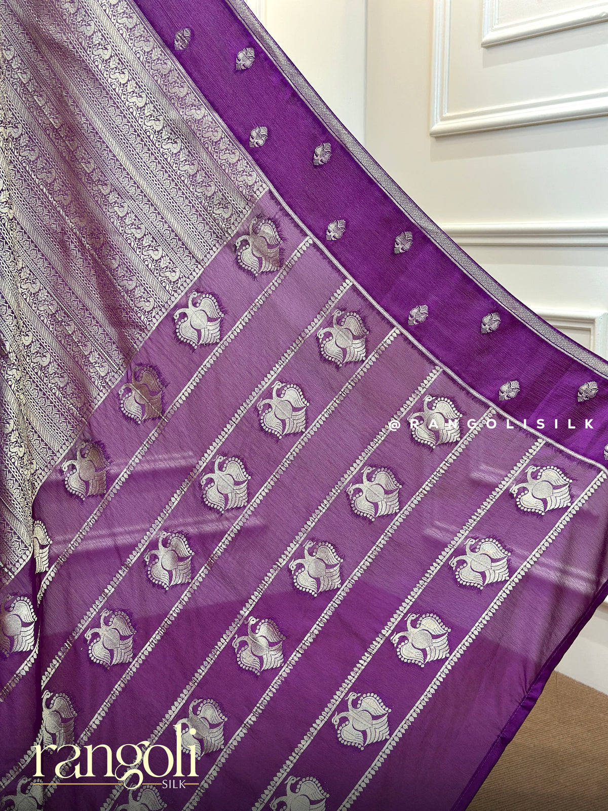 Royal Purple Banaras Brocade Saree with Gandaberunda Motifs - Post 1002
