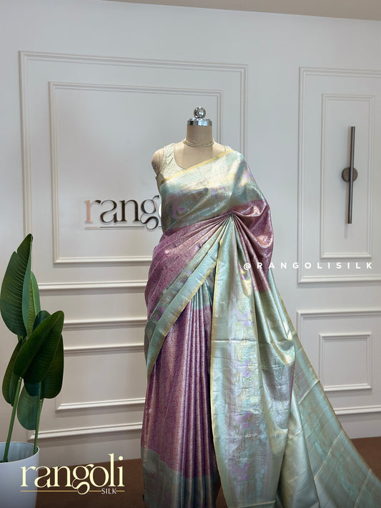 Pastel Tissue Silk Saree with Contrast Border - Post 368