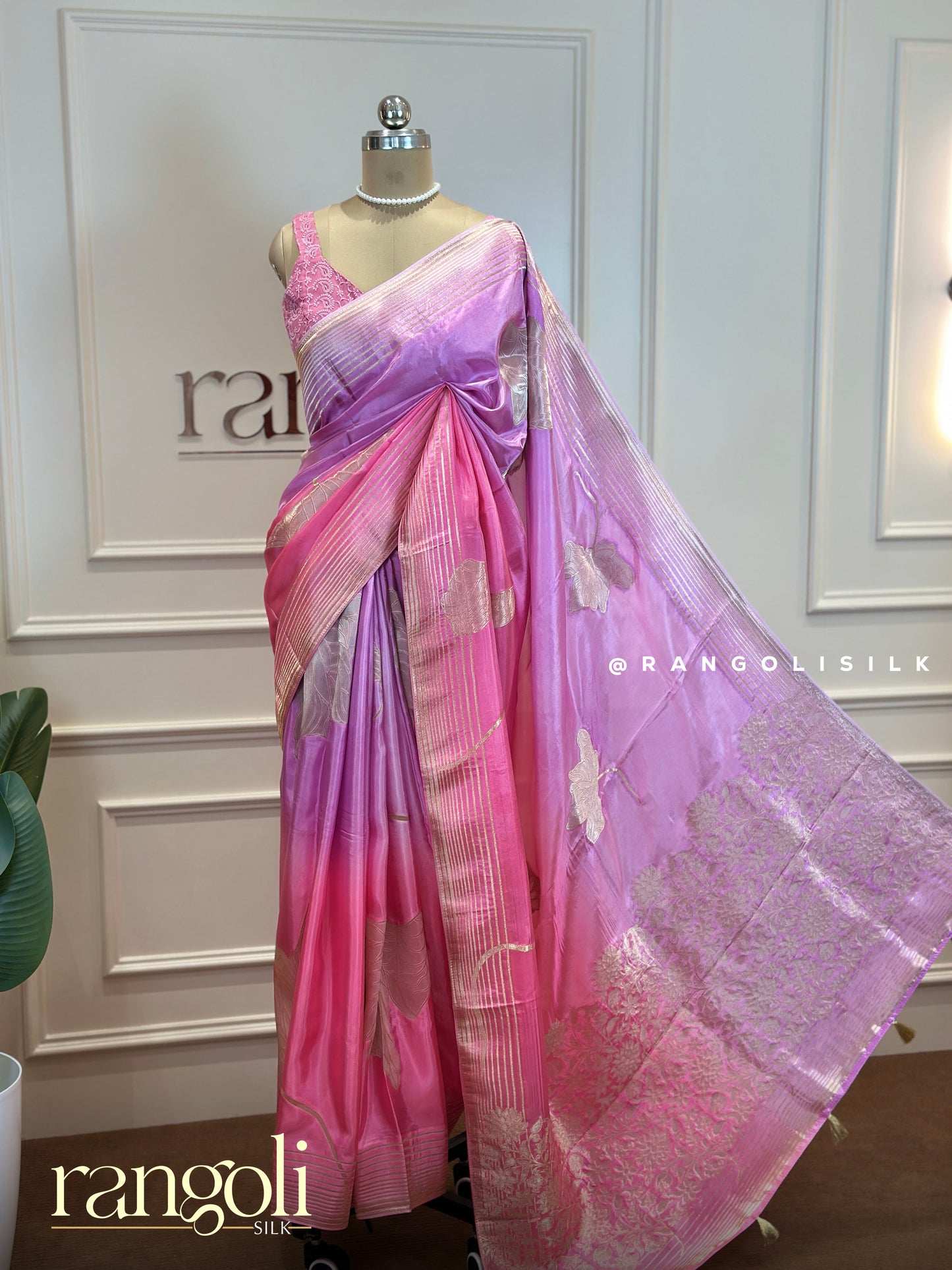 Exquisite Double-Shade Banarasi Saree with Rich Traditional Patterns - Post 690