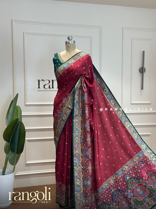 Printed Silk Cotton Saree with Contrast Border - Post 369