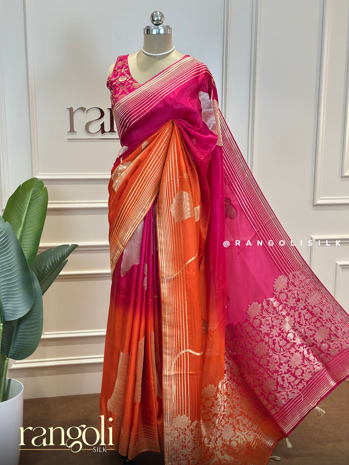 Exquisite Double-Shade Banarasi Saree with Rich Traditional Patterns - Post 690