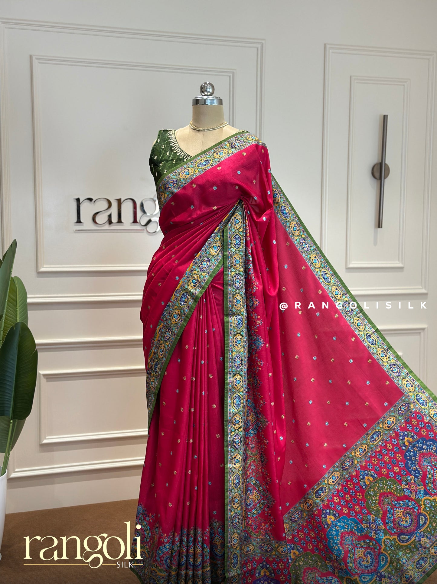 Printed Silk Cotton Saree with Contrast Border - Post 369