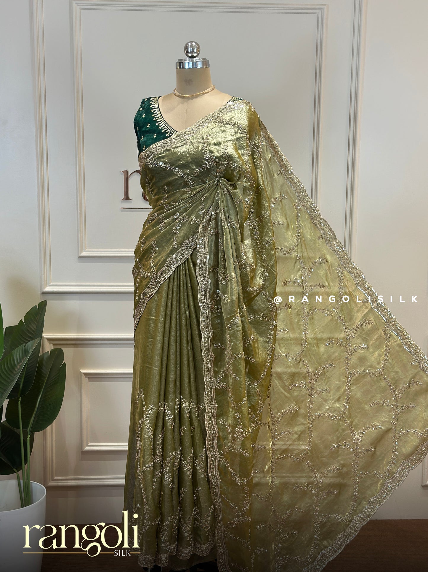 Designer Organza Saree with Zari Embroidery & Sequins - Post 881