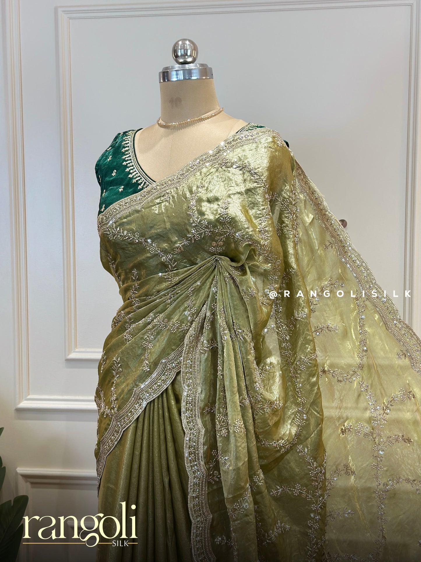 Designer Organza Saree with Zari Embroidery & Sequins - Post 881