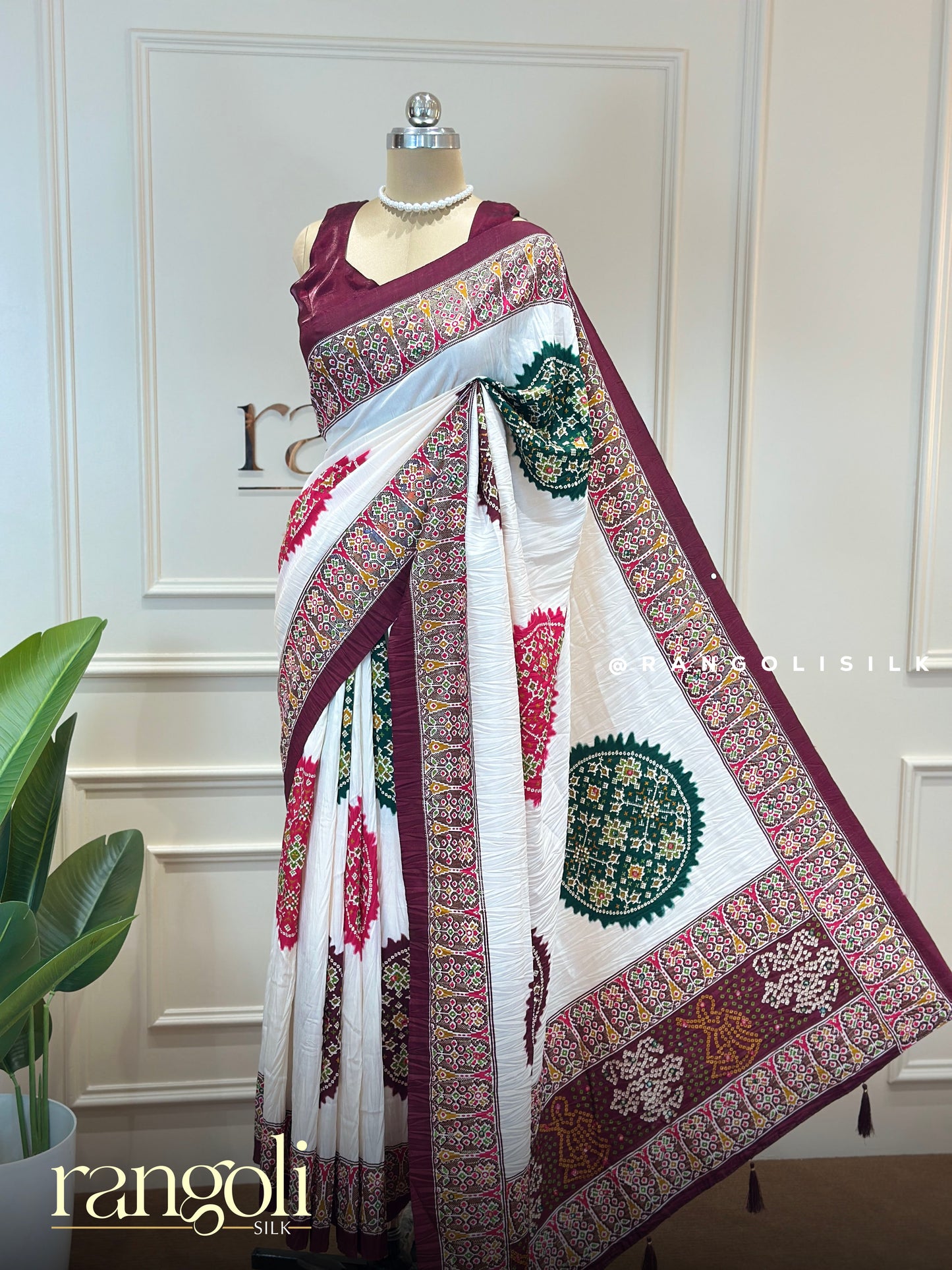 Crushed Cotton Silk Saree with Multicolour Accents - Post 763
