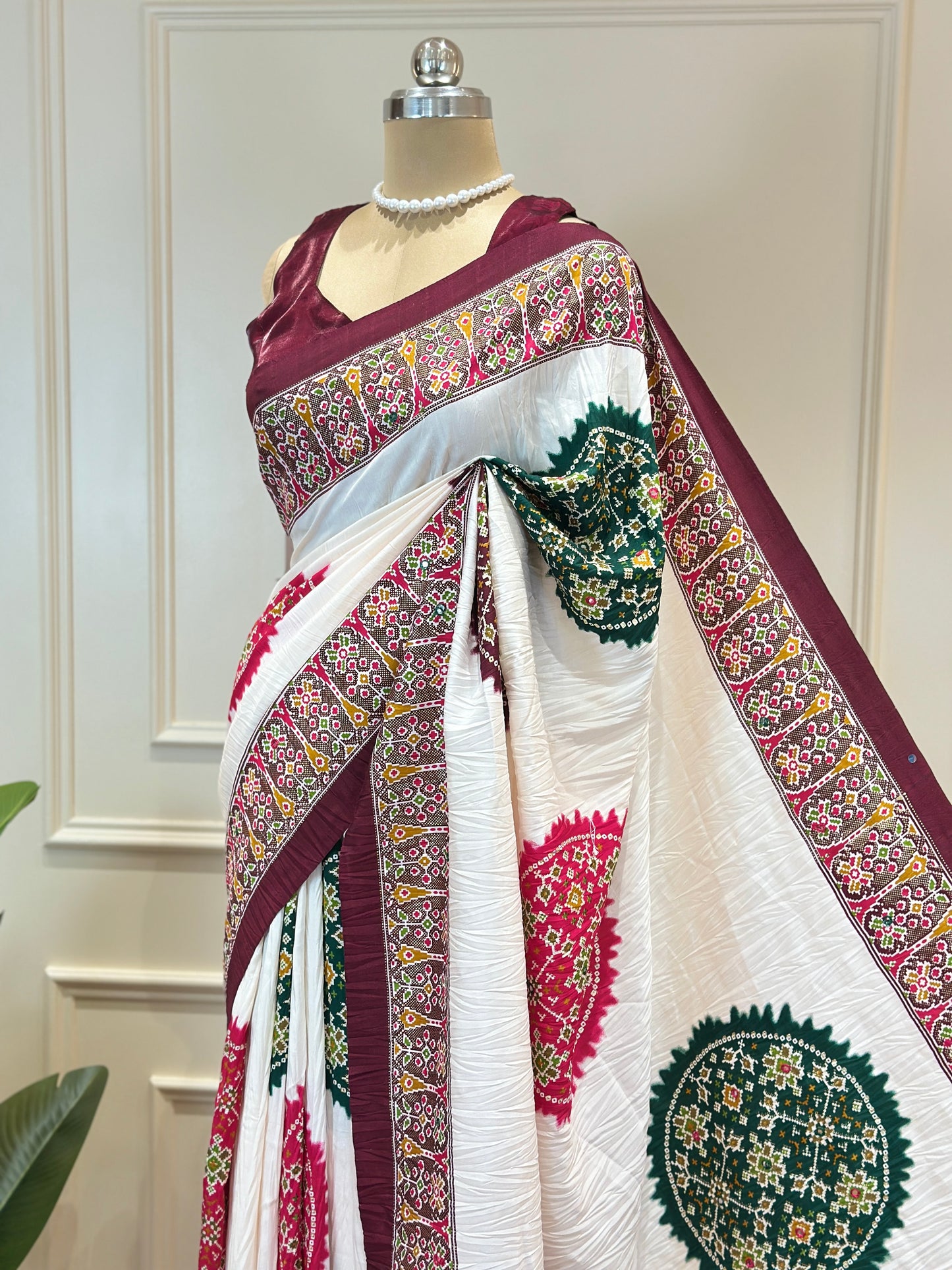 Crushed Cotton Silk Saree with Multicolour Accents - Post 763