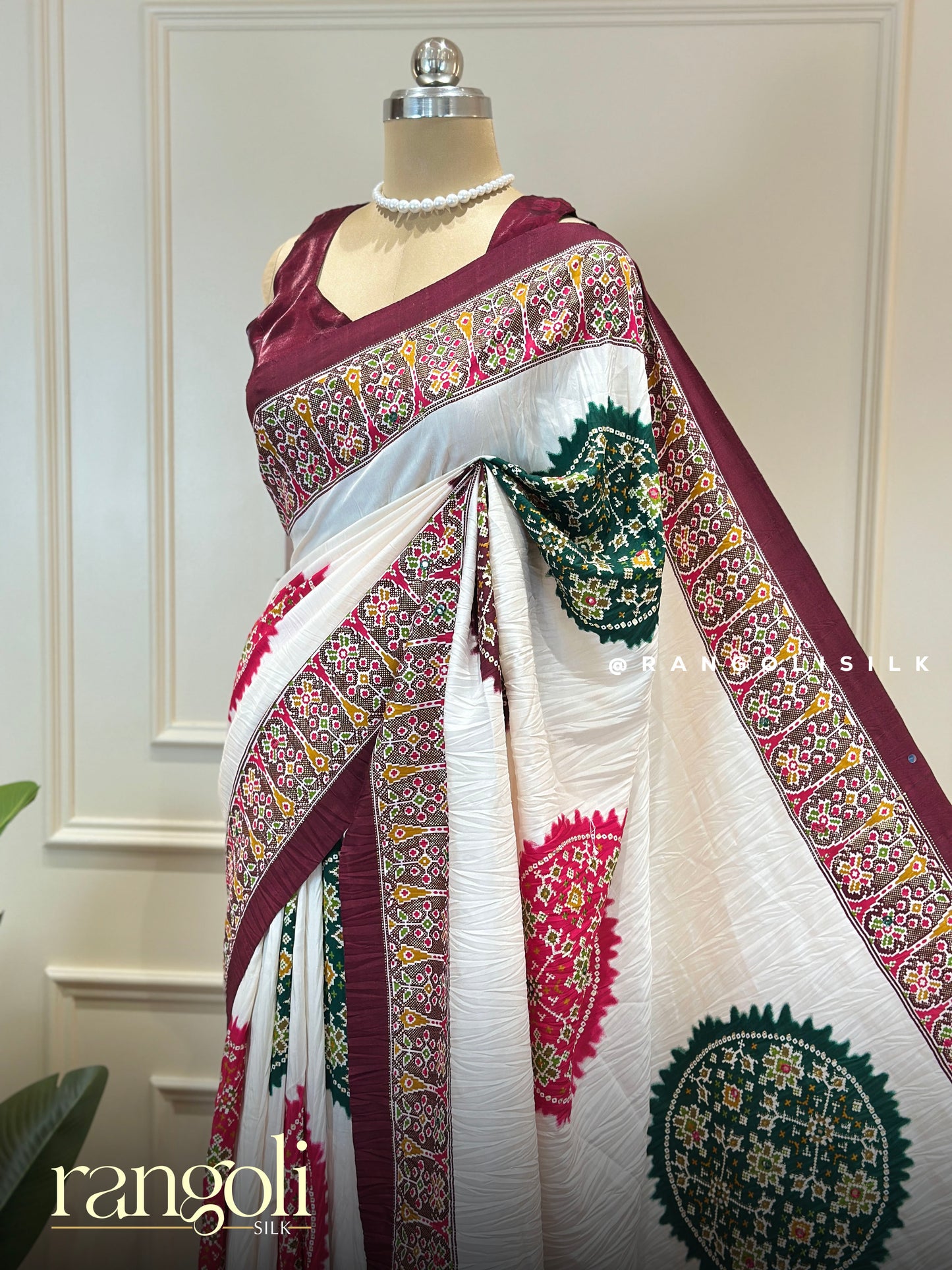 Crushed Cotton Silk Saree with Multicolour Accents - Post 763