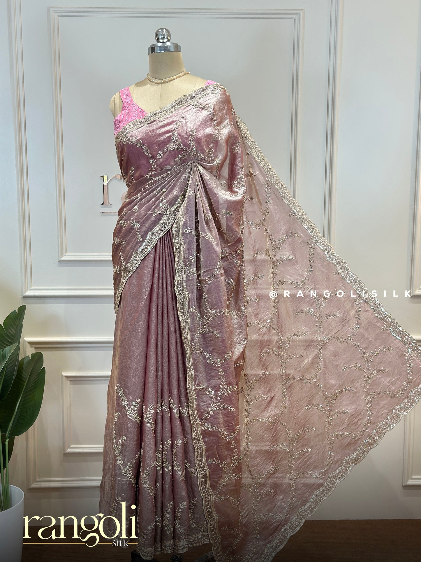 Designer Organza Saree with Zari Embroidery & Sequins - Post 881