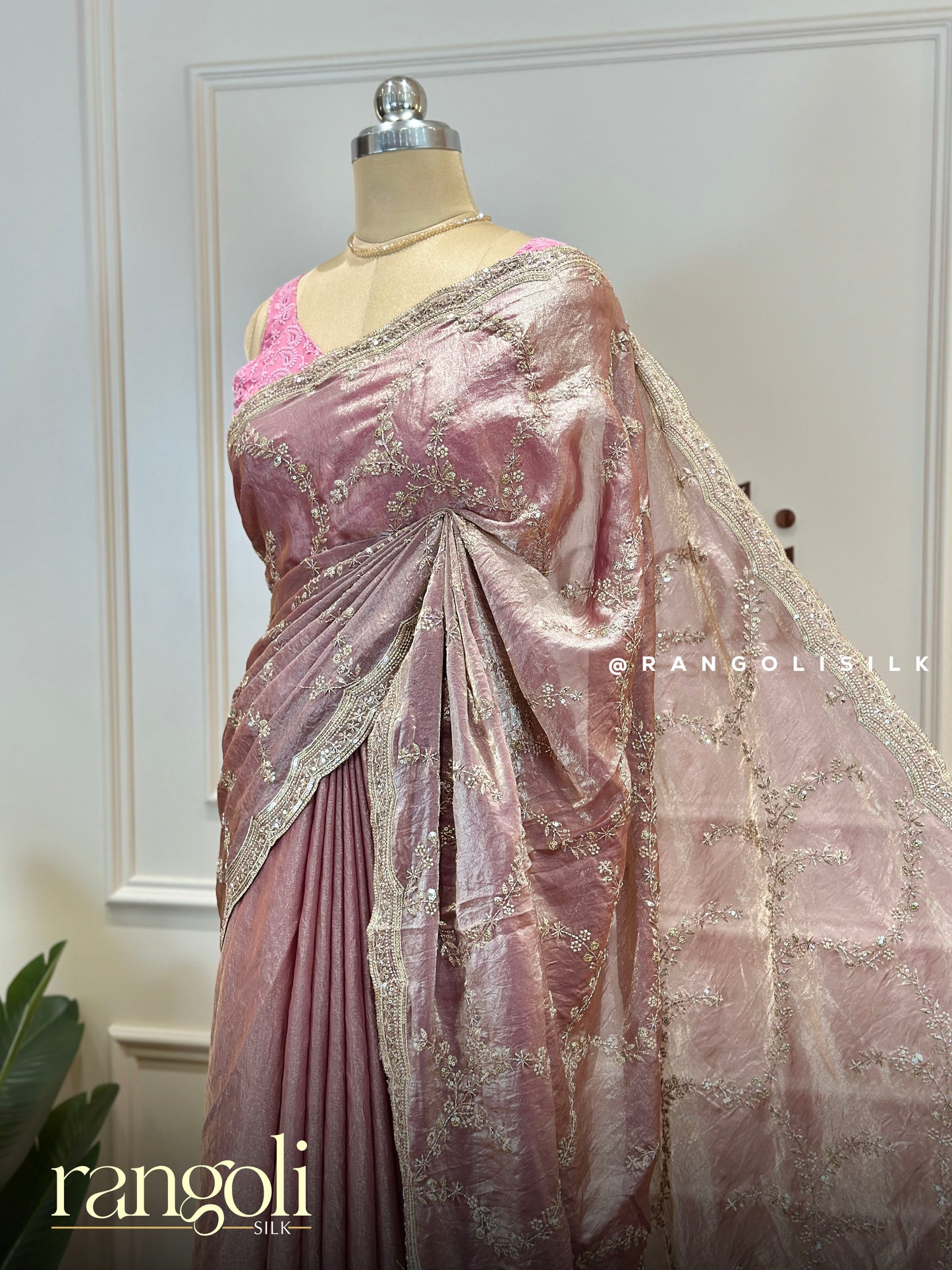 Designer Organza Saree with Zari Embroidery & Sequins - Post 881