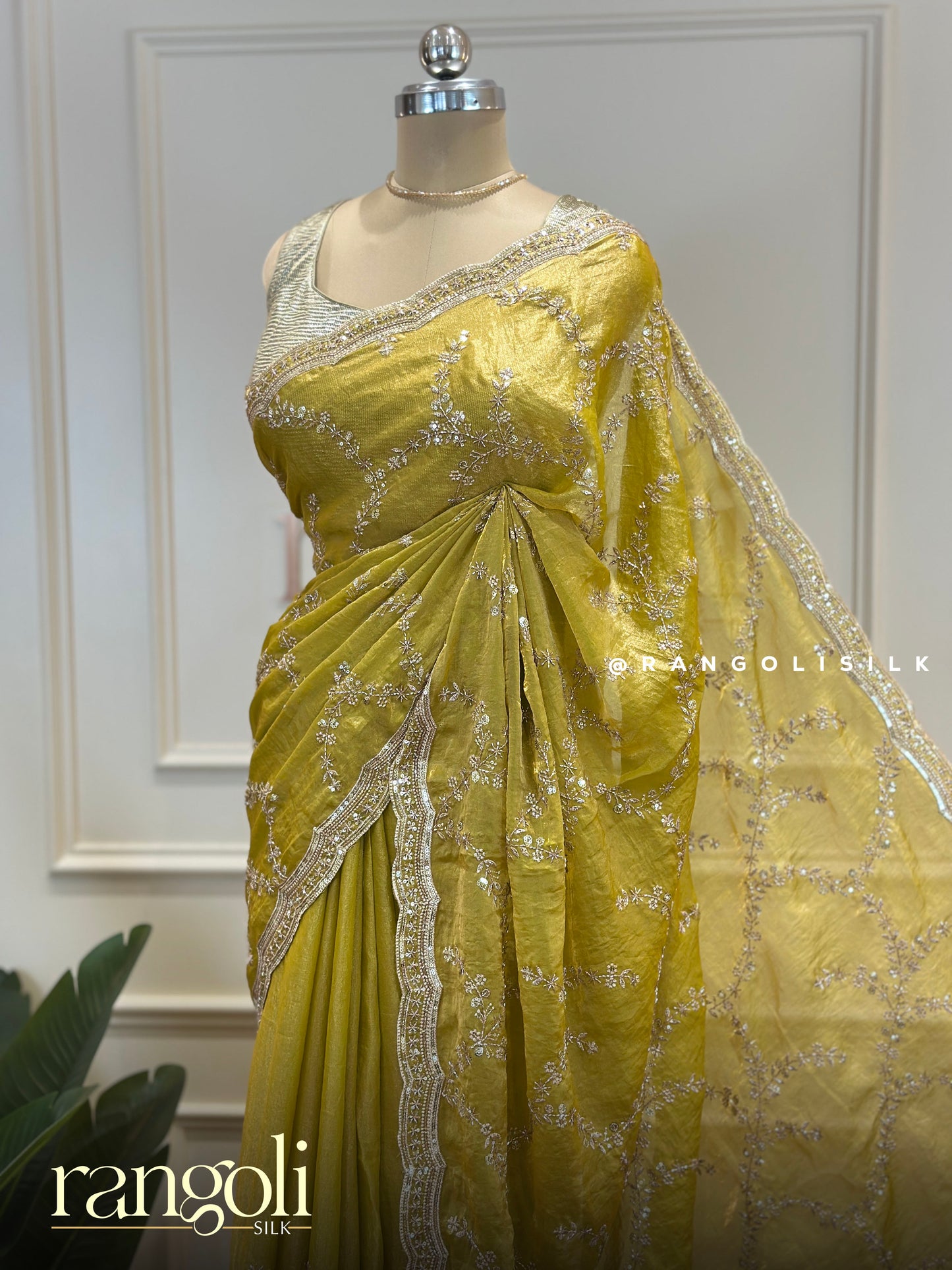 Designer Organza Saree with Zari Embroidery & Sequins - Post 881