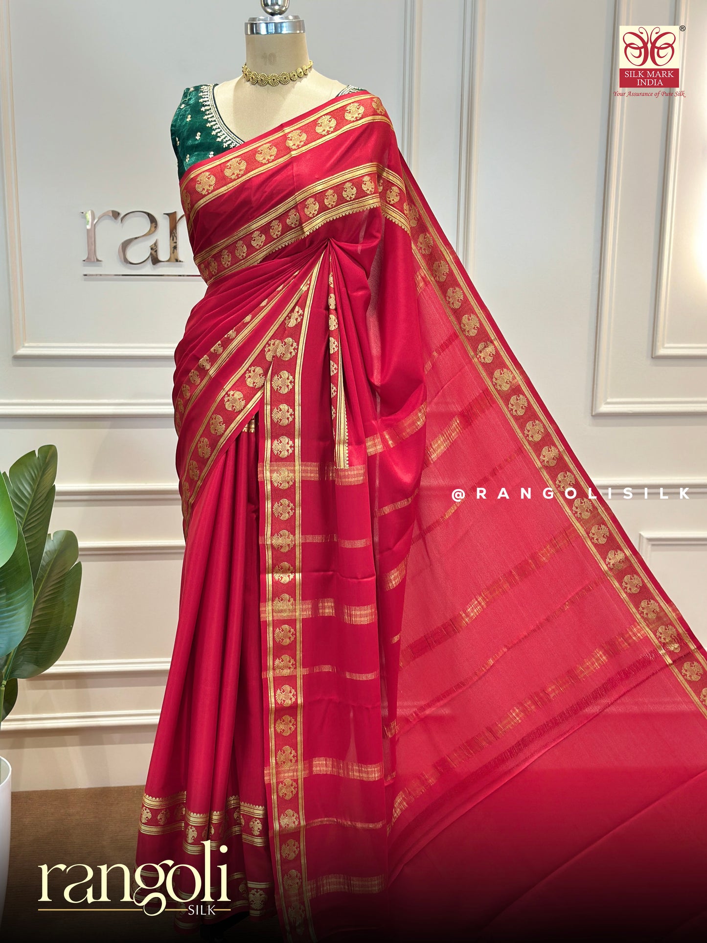 Elegant Pure Mysore Silk Saree with Gandaberunda Design - Post 879