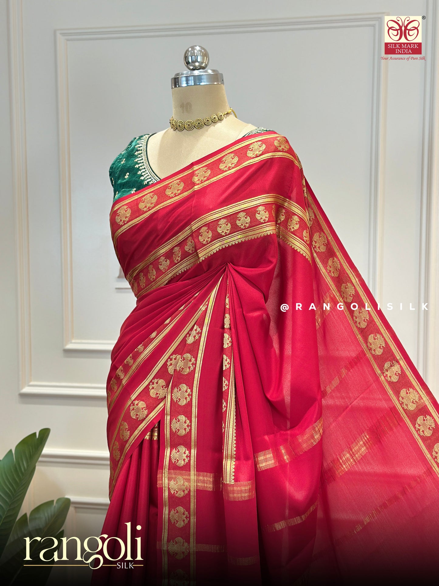 Elegant Pure Mysore Silk Saree with Gandaberunda Design - Post 879