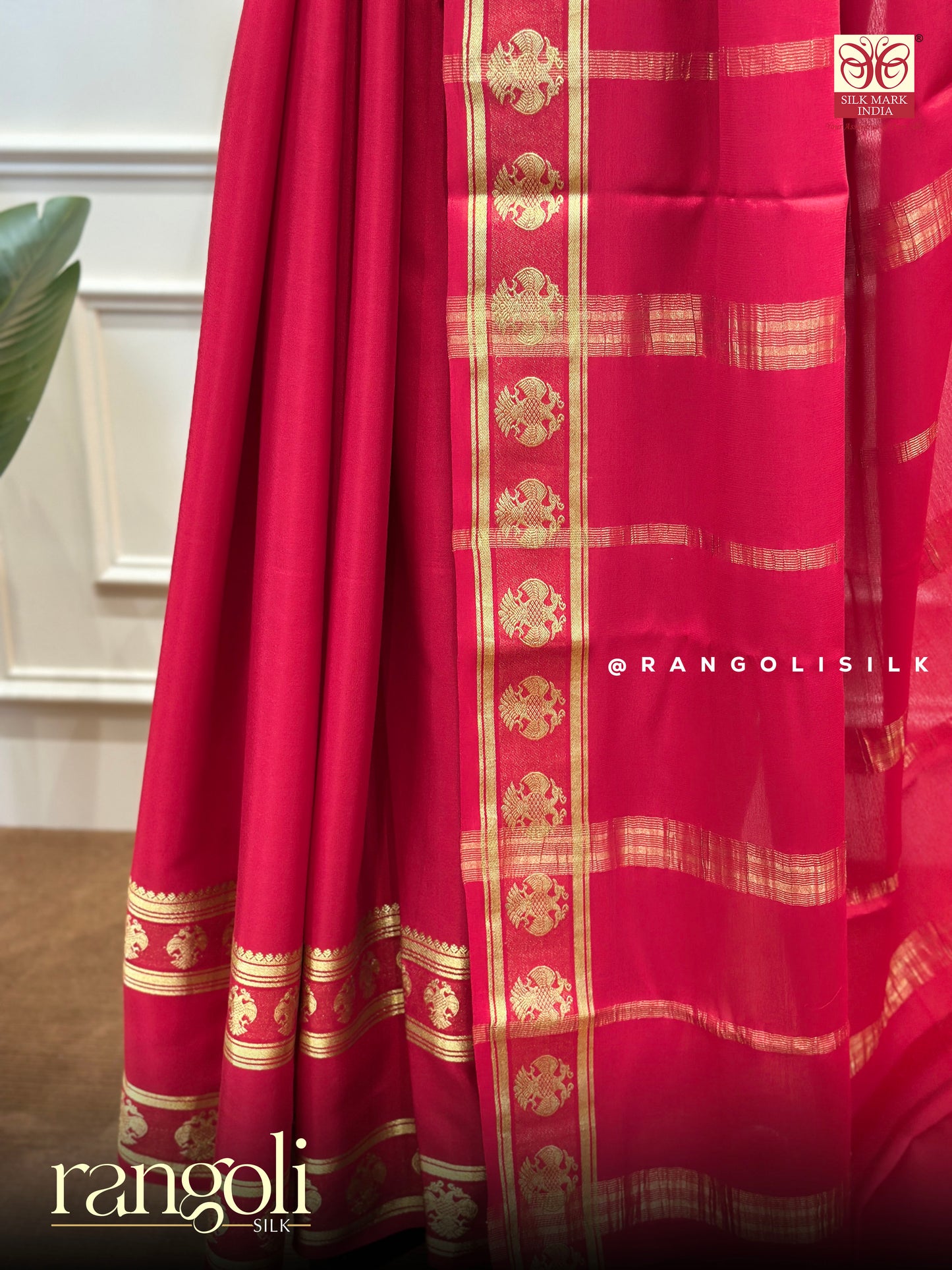Elegant Pure Mysore Silk Saree with Gandaberunda Design - Post 879