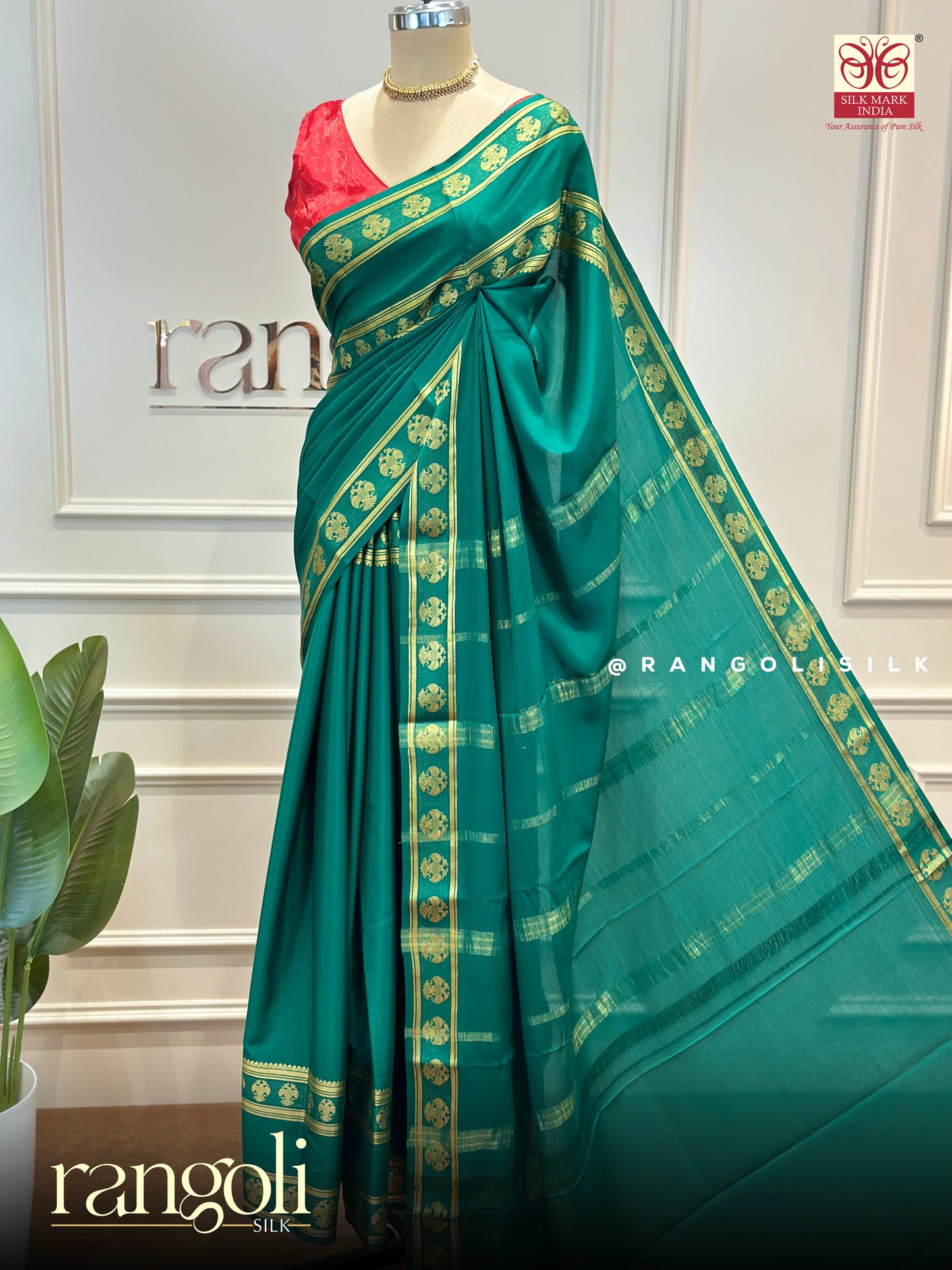 Elegant Pure Mysore Silk Saree with Gandaberunda Design - Post 879