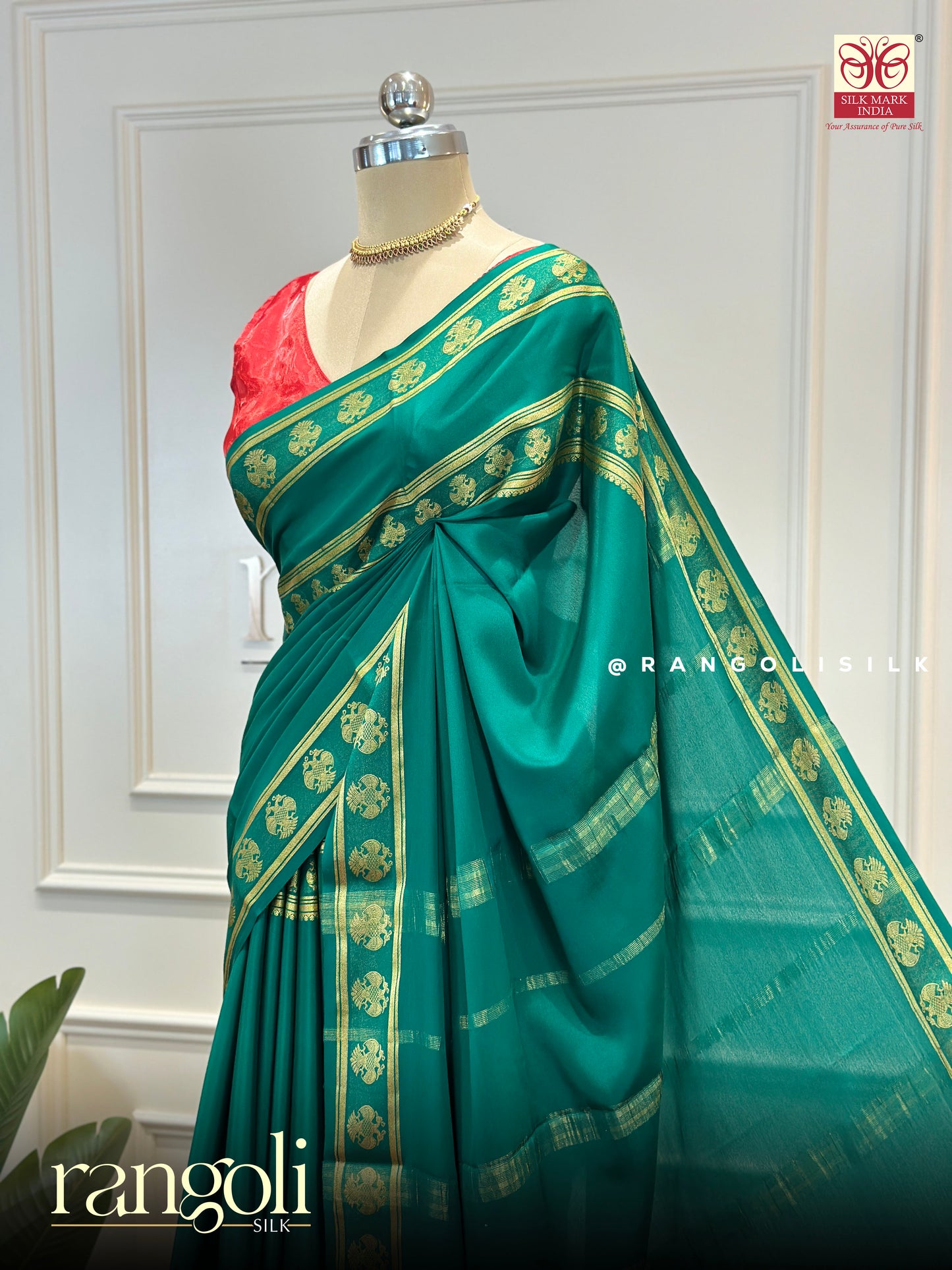 Elegant Pure Mysore Silk Saree with Gandaberunda Design - Post 879
