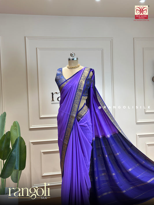Pure Crepe Silk Saree with Contrast Border - Post 371