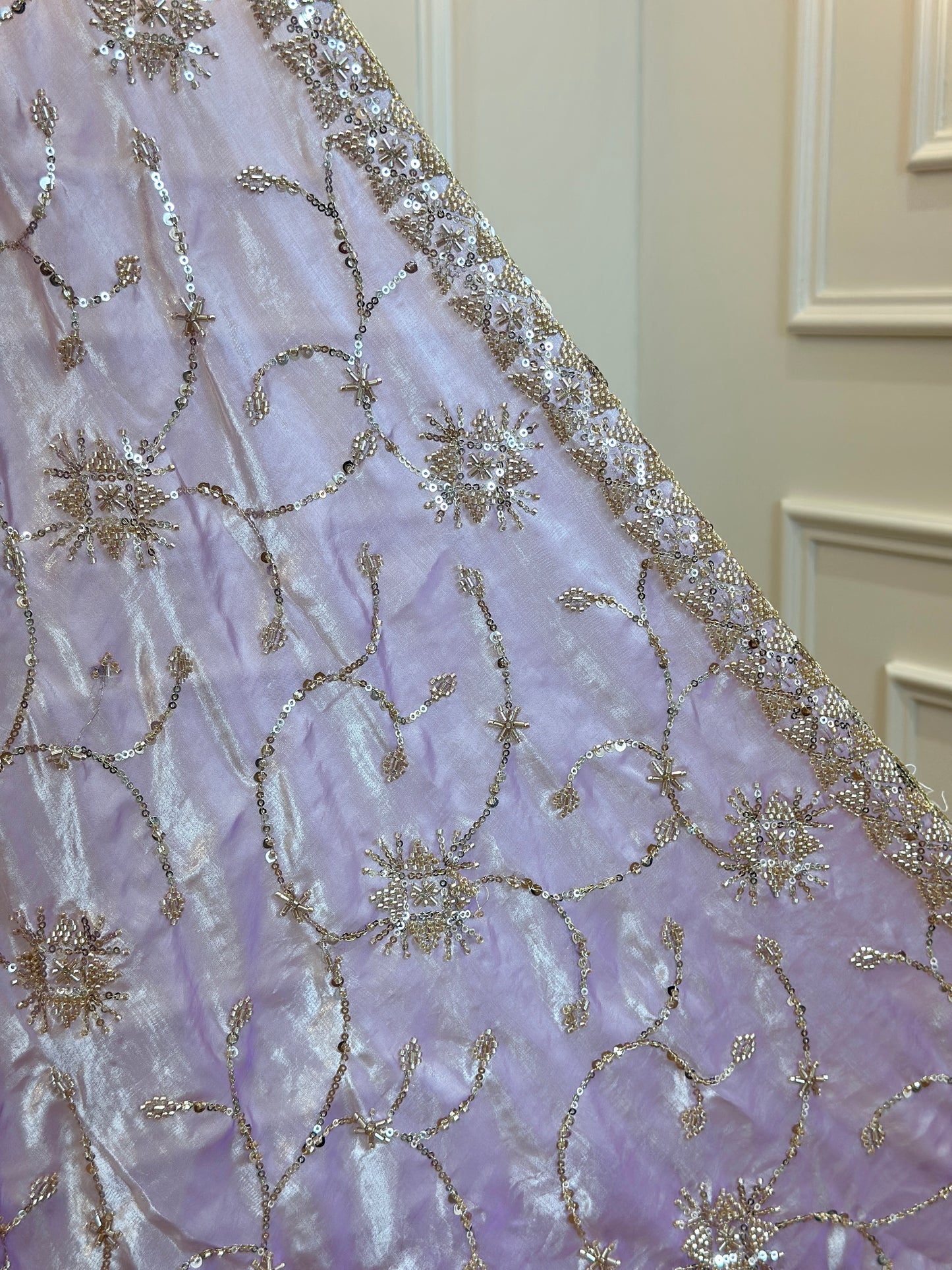Designer Soft Organza Saree in Lavender with Embellished Border  - Post 771