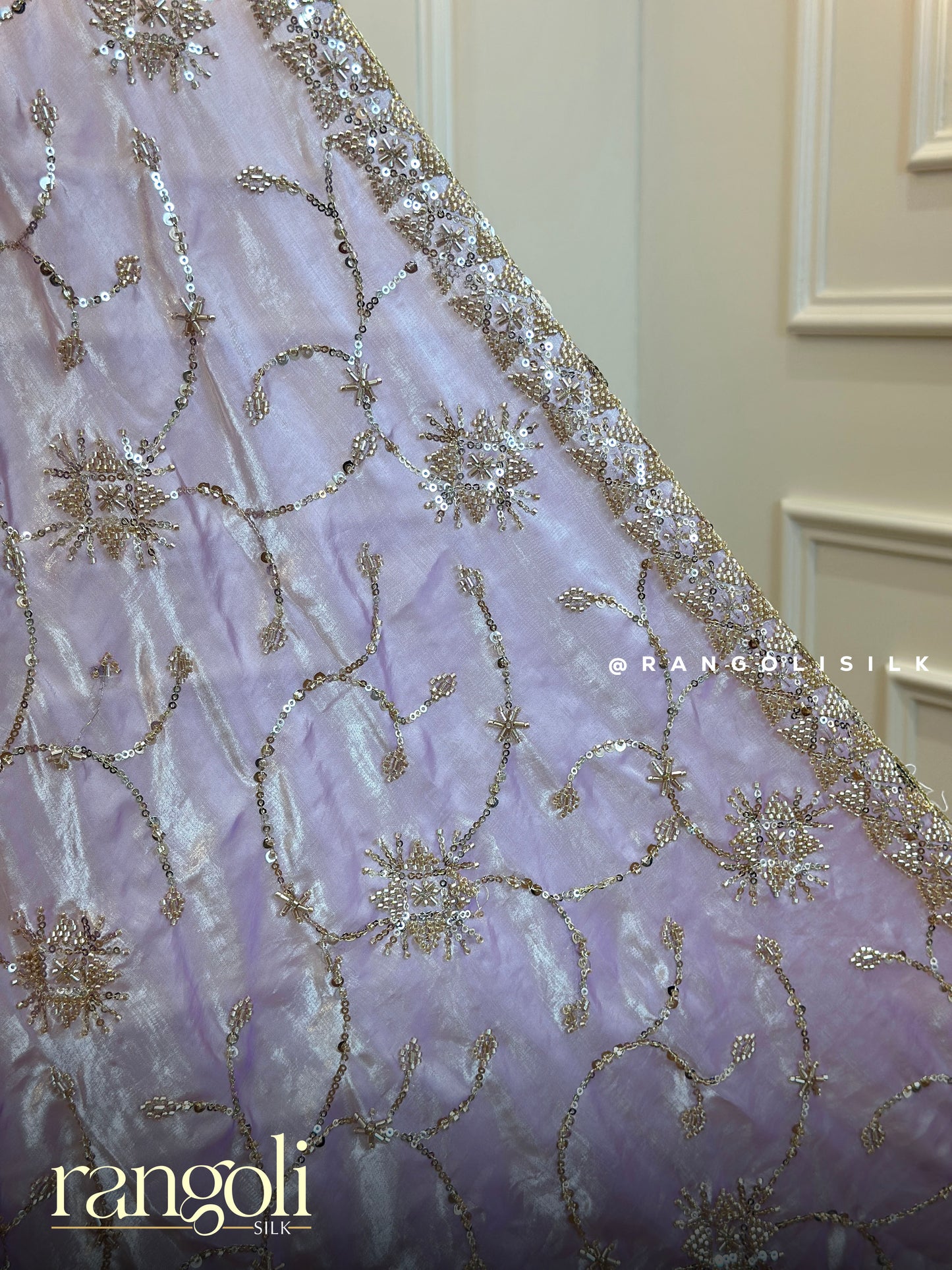 Designer Soft Organza Saree in Lavender with Embellished Border  - Post 771