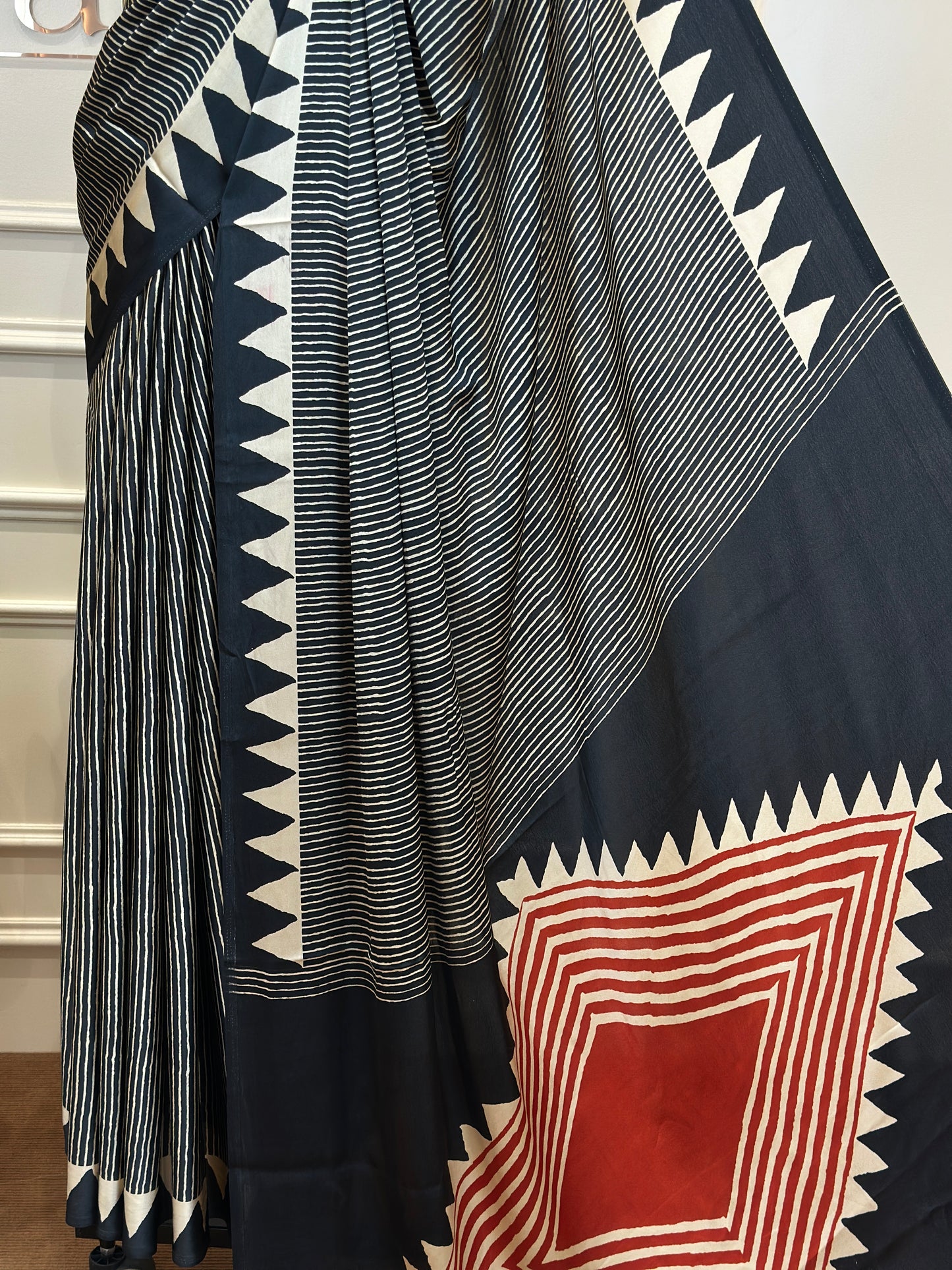 Semi Modal Silk Saree with Ajrakh Prints - Post 766