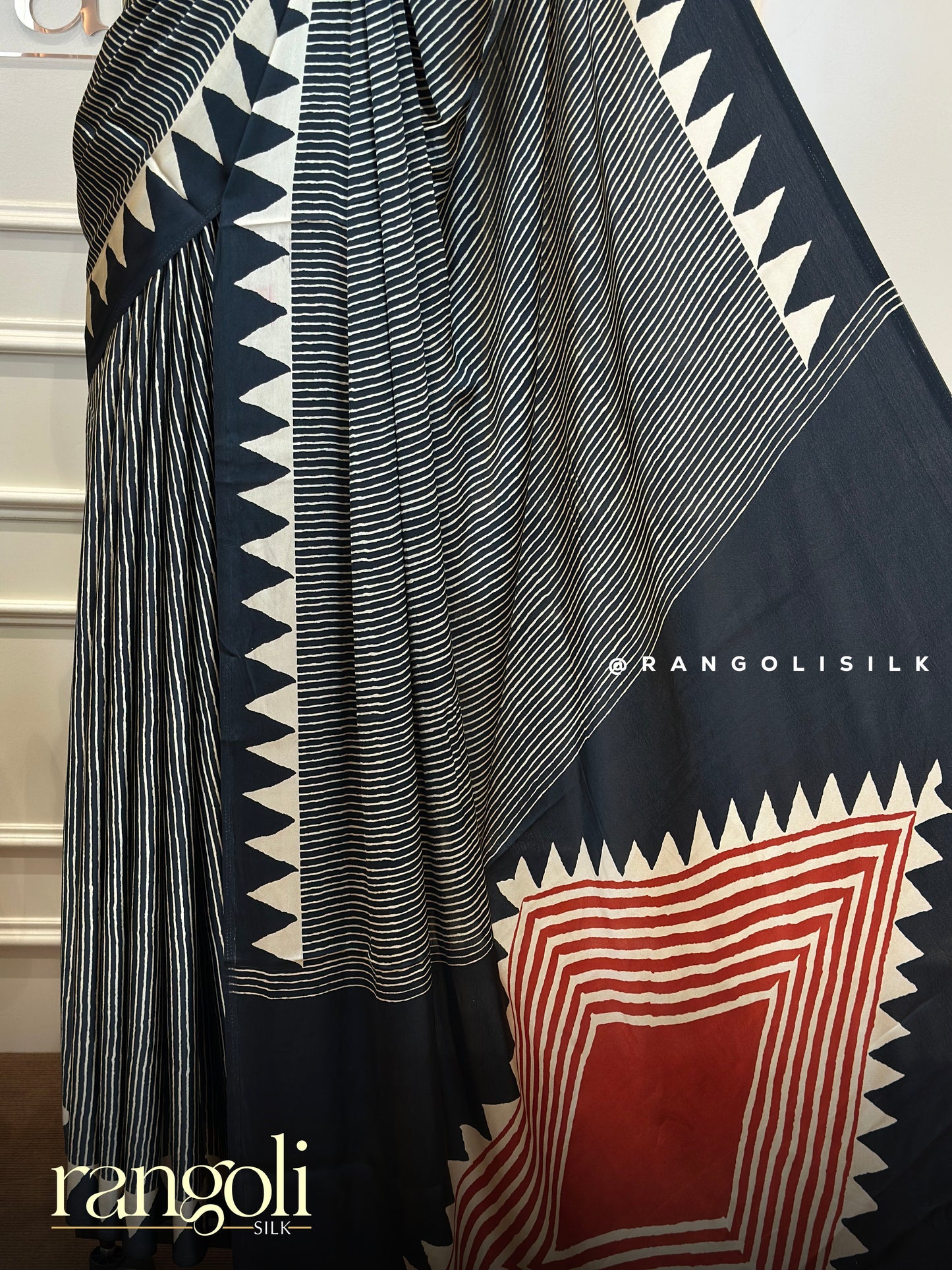 Semi Modal Silk Saree with Ajrakh Prints - Post 766