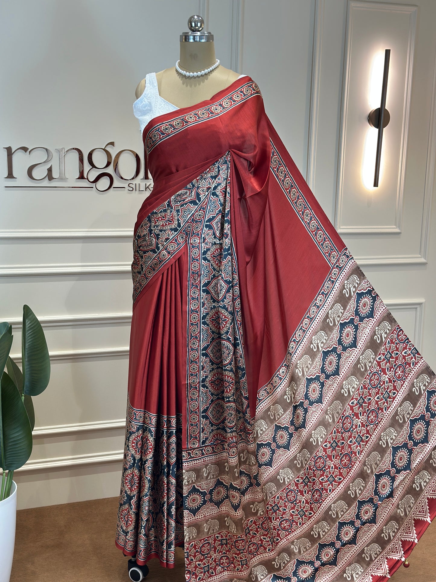 Semi Modal Silk Saree with Ajrakh Prints - Post 766