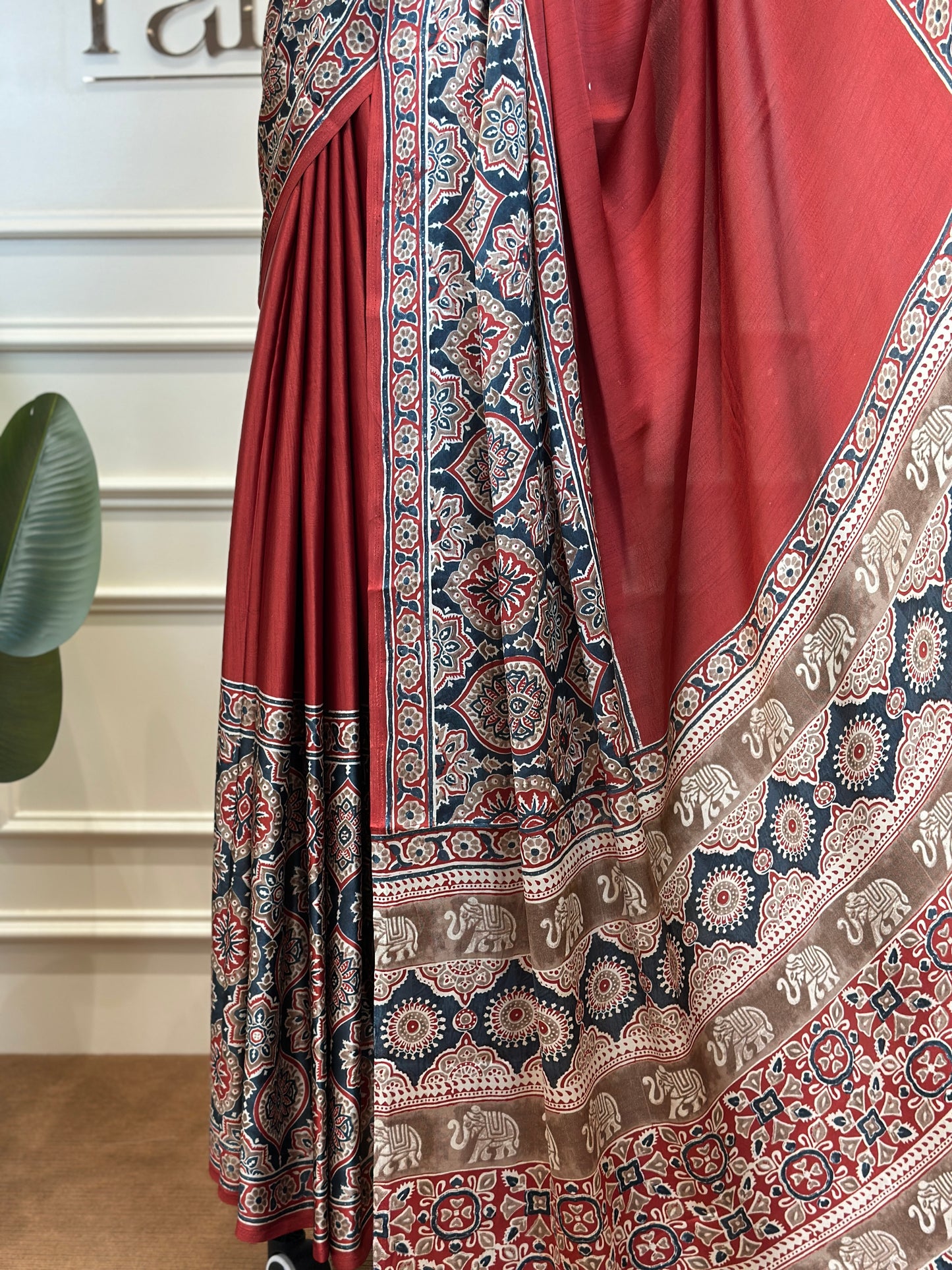 Semi Modal Silk Saree with Ajrakh Prints - Post 766