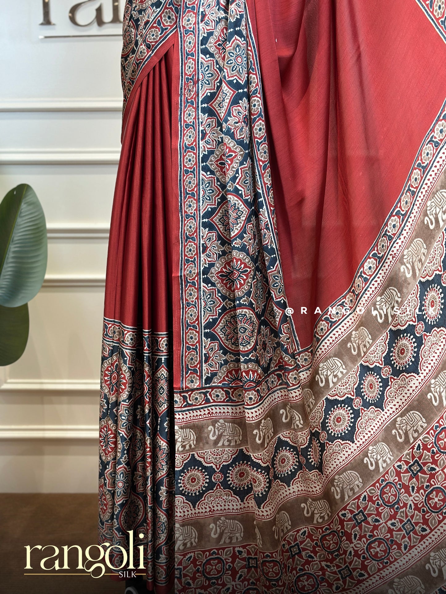 Semi Modal Silk Saree with Ajrakh Prints - Post 766