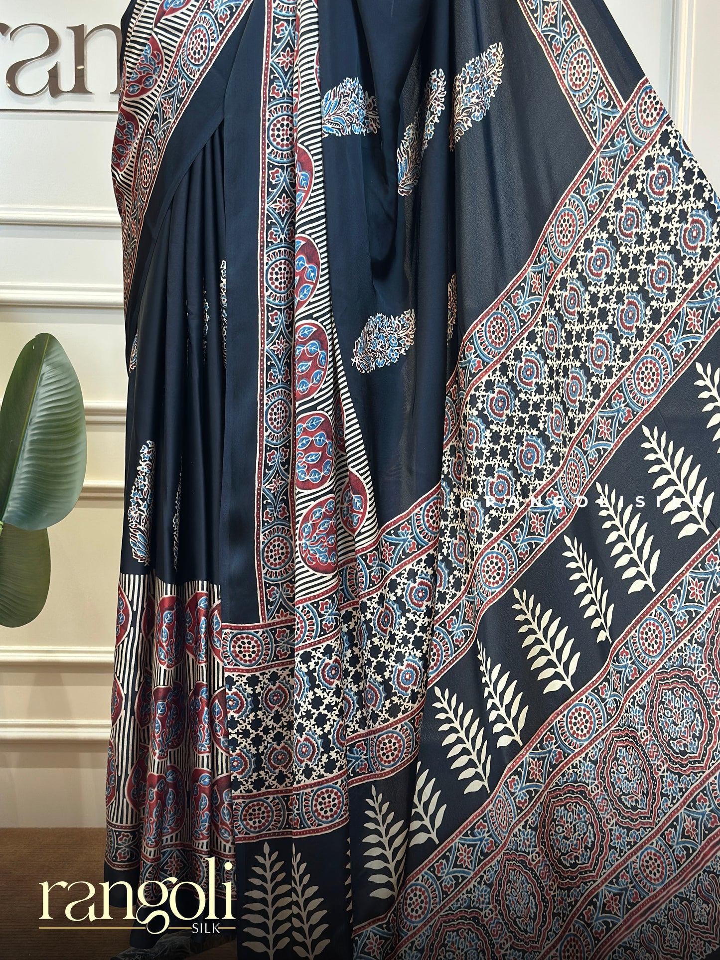 Semi Modal Silk Saree with Ajrakh Prints - Post 766