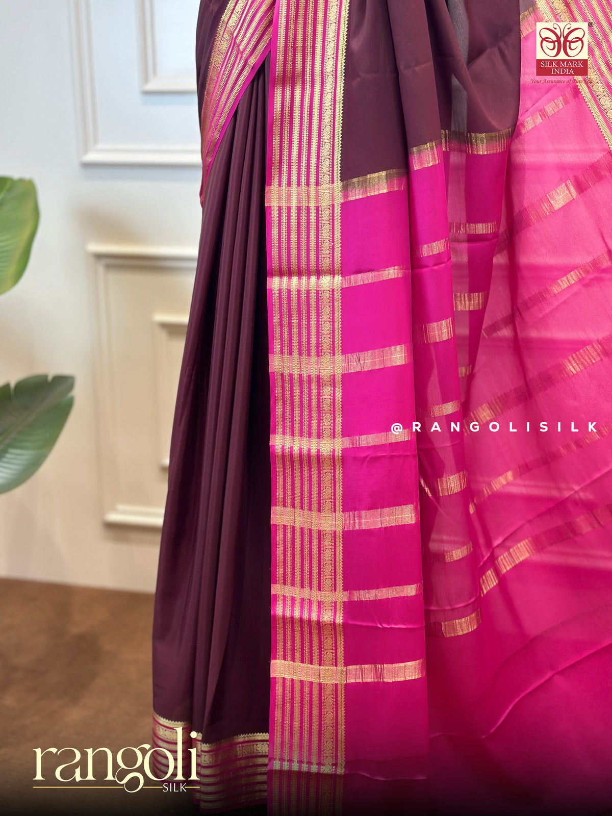 Pure Mysore Crepe Silk Sarees with Contrast Border - Silk Mark Certified - Post 1004