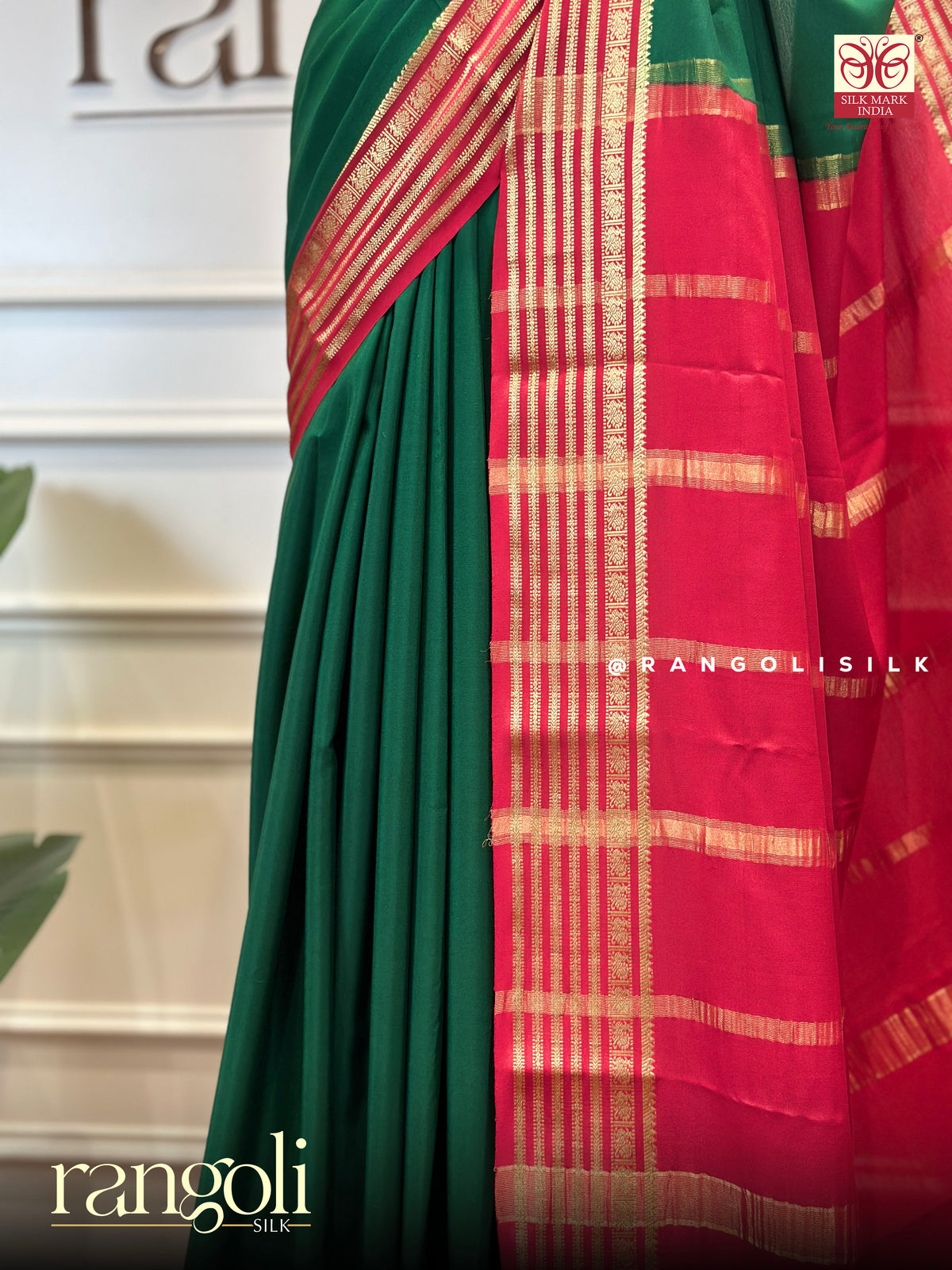 Pure Mysore Crepe Silk Sarees with Contrast Border - Silk Mark Certified - Post 1004