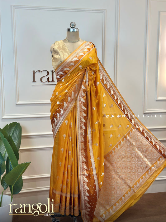 Elegant Banarasi Saree in Luxurious Hues with Woven Detailing - Post 703