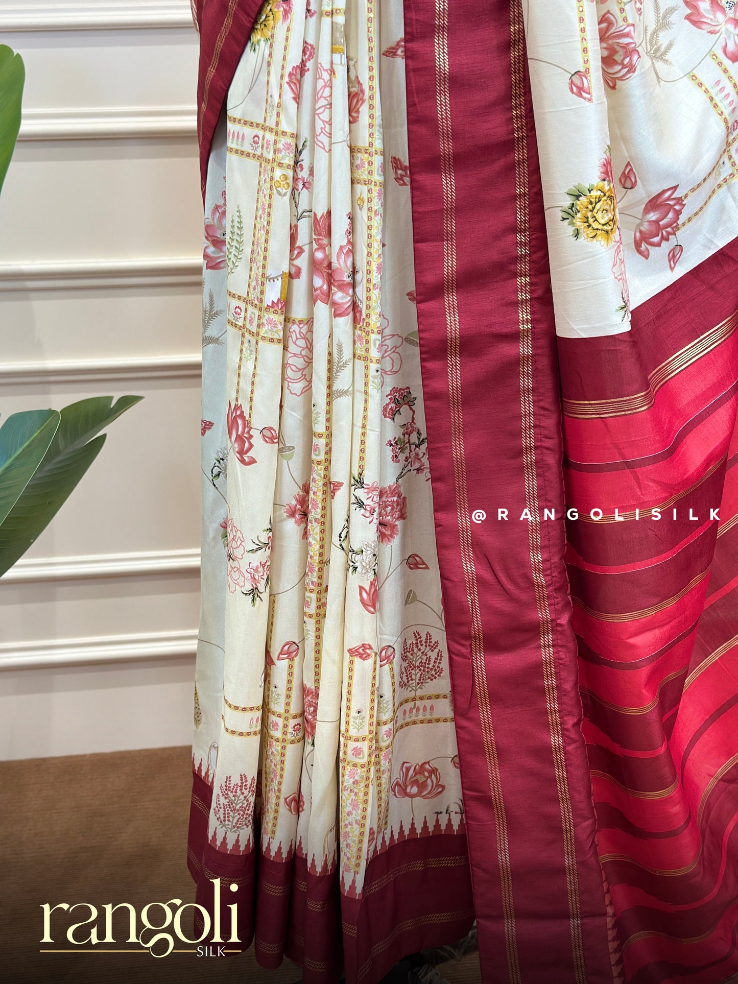 Elegant Soft Cotton Saree with Artistic Prints - Post 885