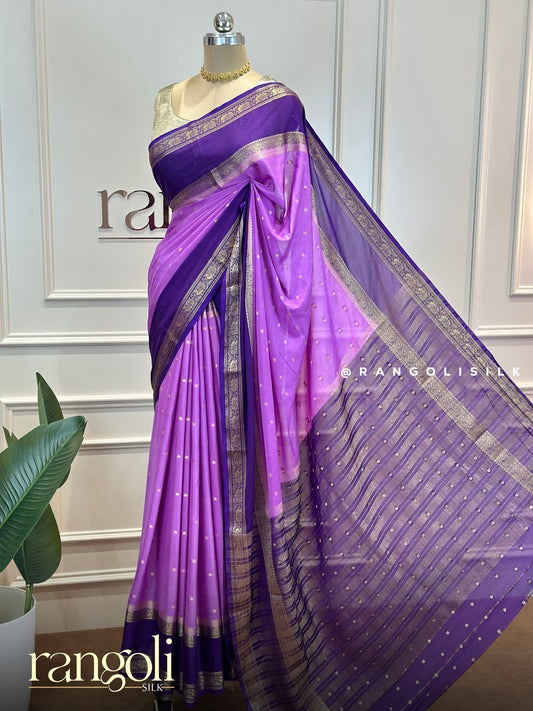 Semi Mysore Silk Crepe Saree with Rich Zari Border - Post 769