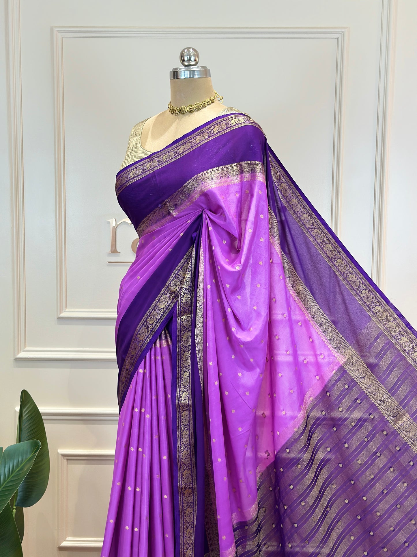 Semi Mysore Silk Crepe Saree with Rich Zari Border - Post 769