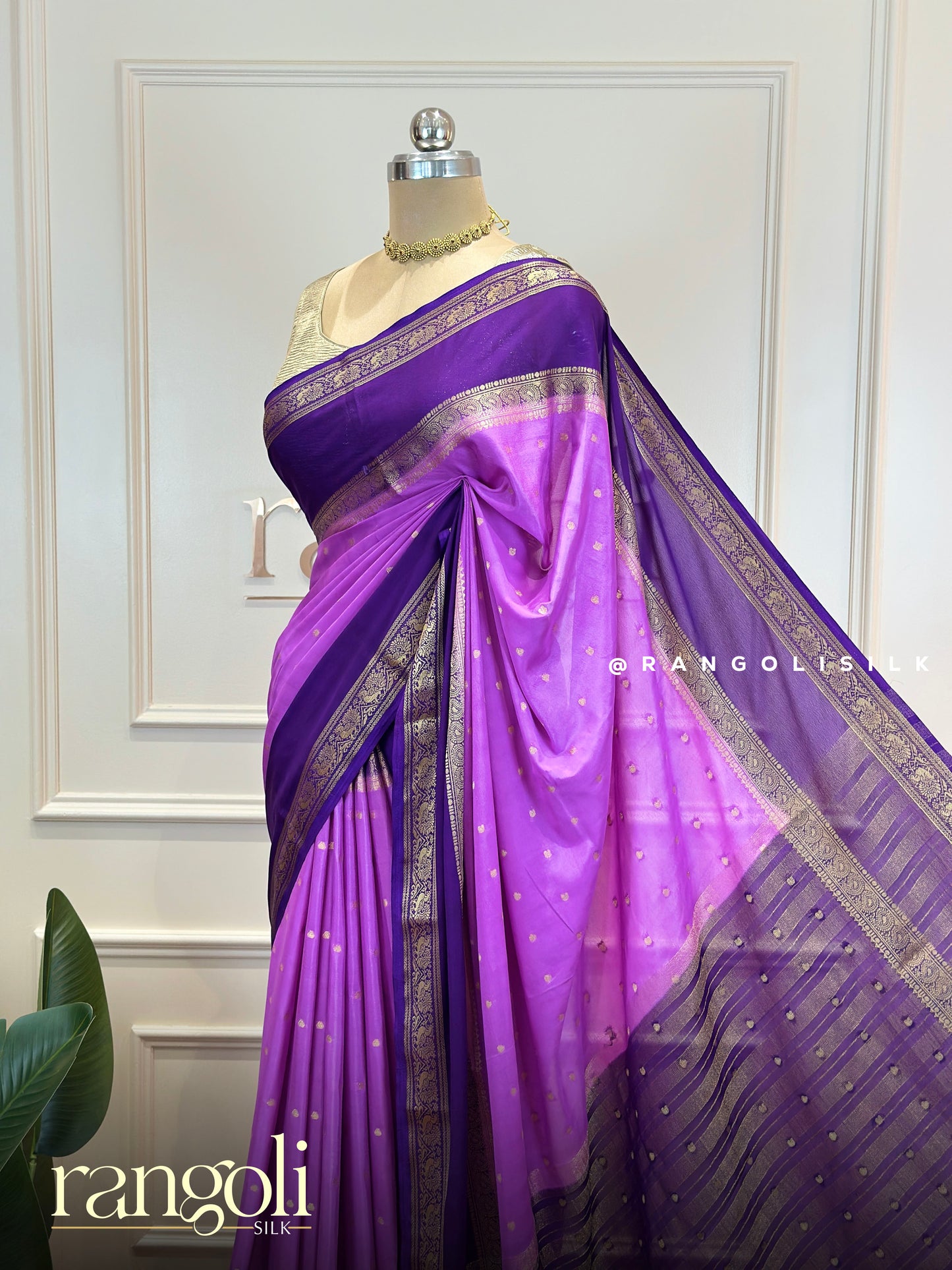 Semi Mysore Silk Crepe Saree with Rich Zari Border - Post 769
