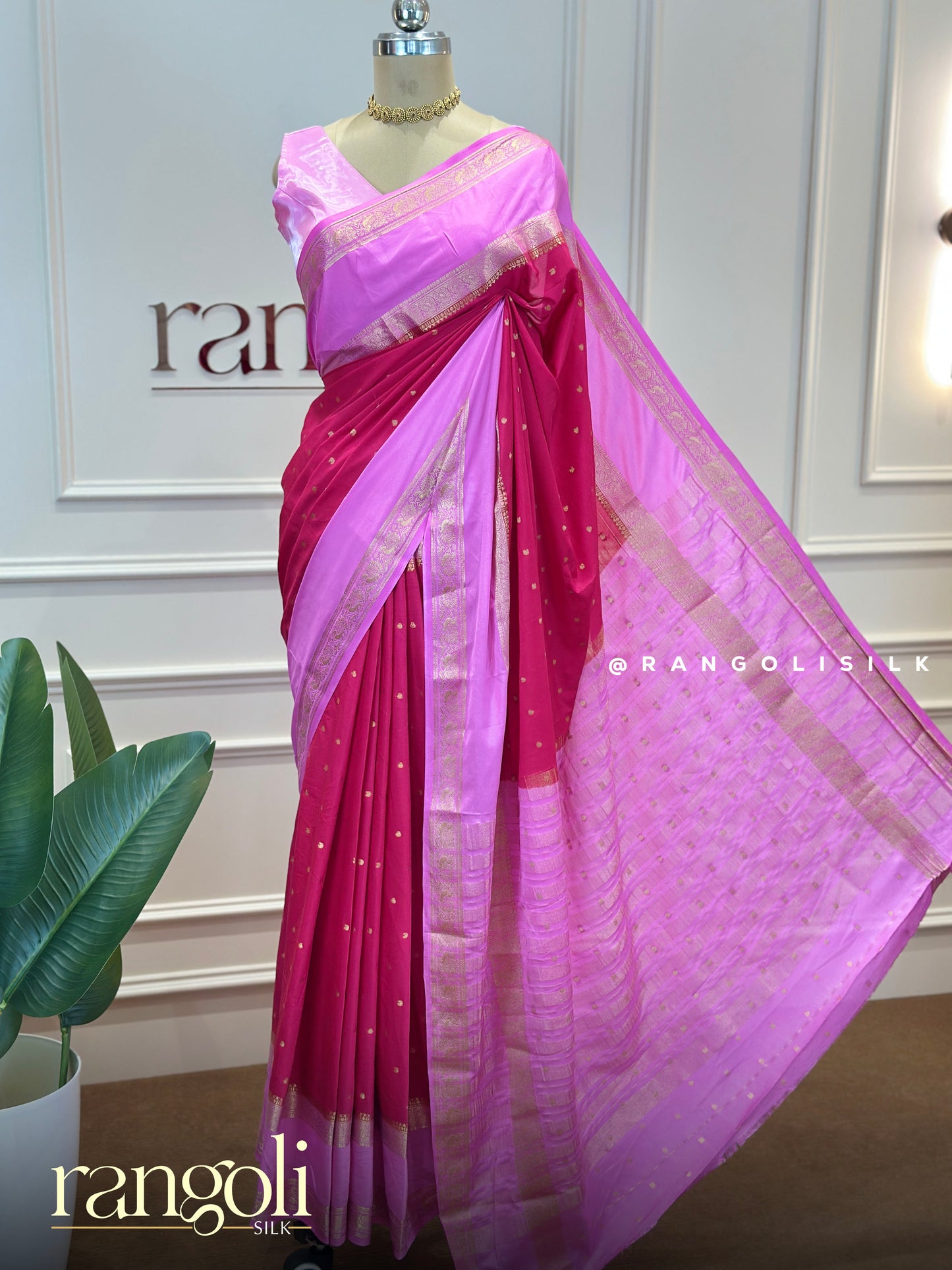 Semi Mysore Silk Crepe Saree with Rich Zari Border - Post 769
