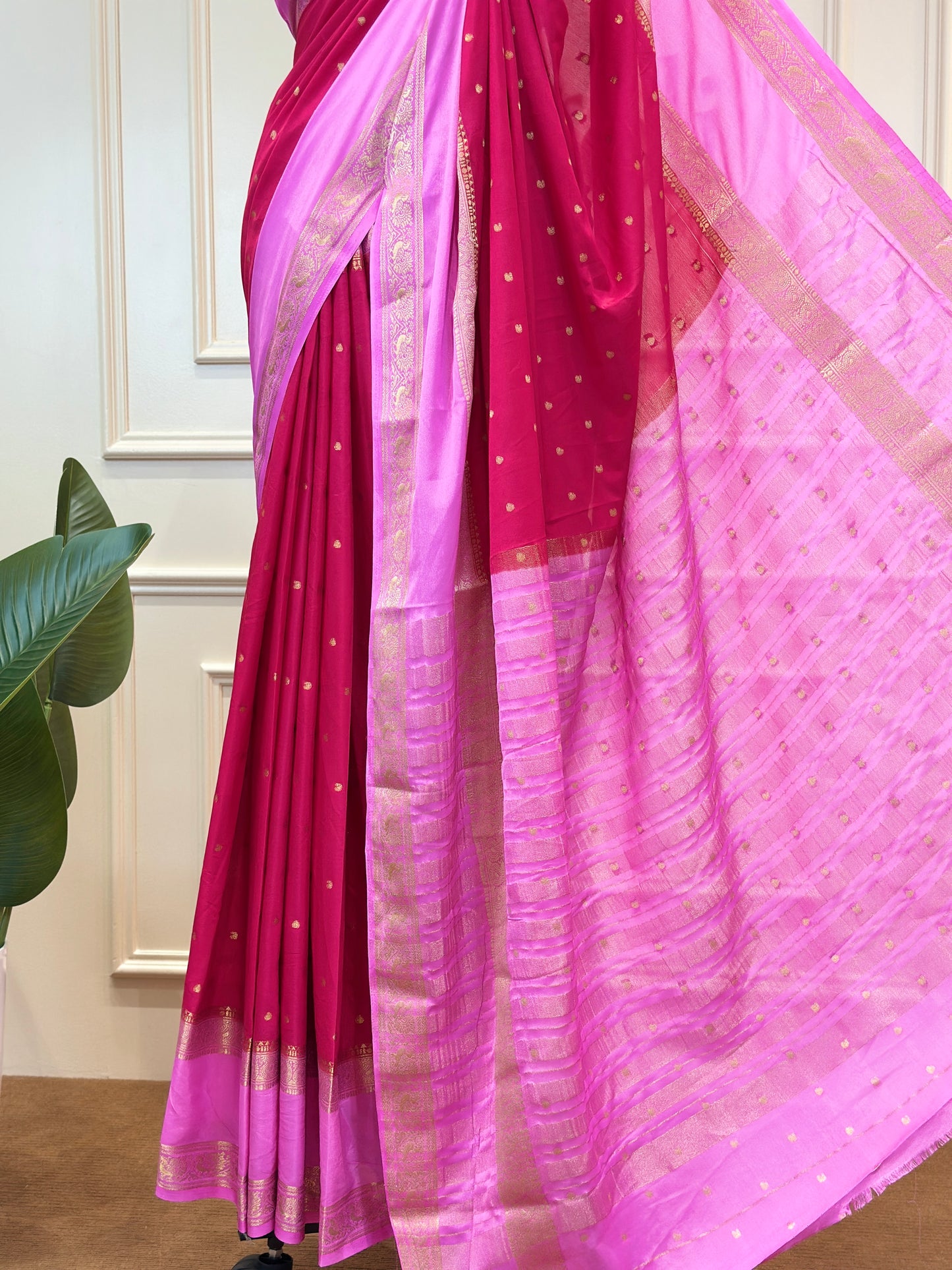 Semi Mysore Silk Crepe Saree with Rich Zari Border - Post 769