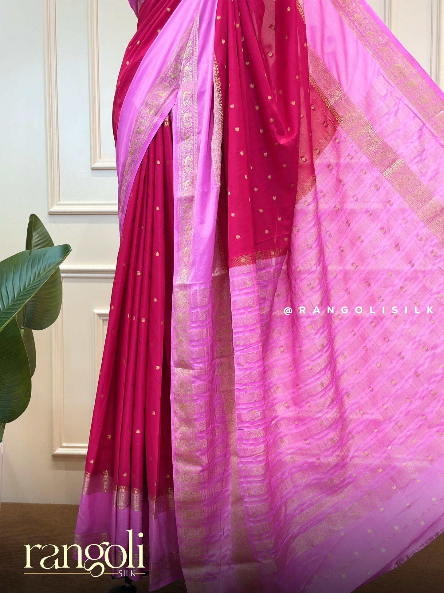 Semi Mysore Silk Crepe Saree with Rich Zari Border - Post 769