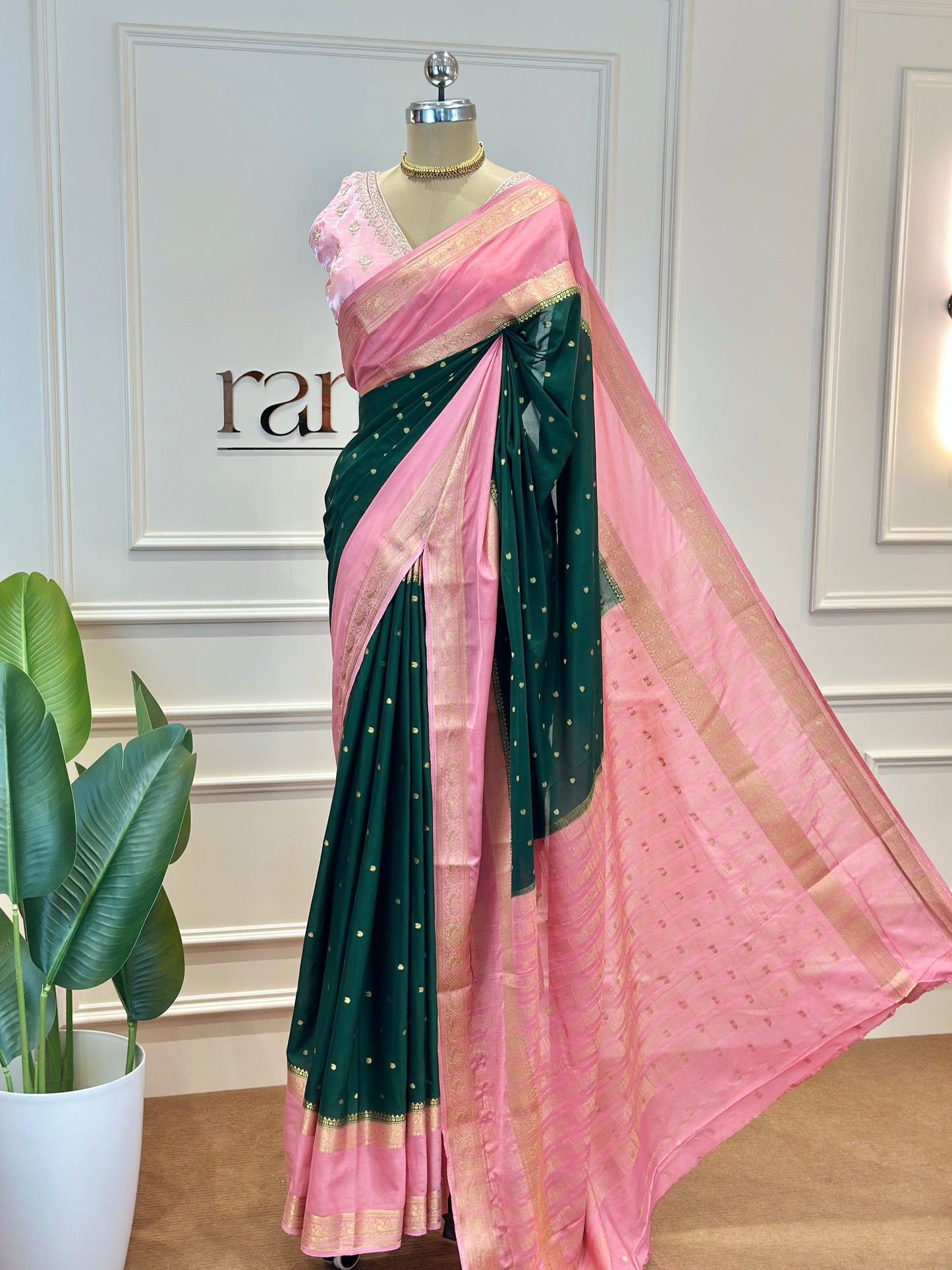 Semi Mysore Silk Crepe Saree with Rich Zari Border - Post 769