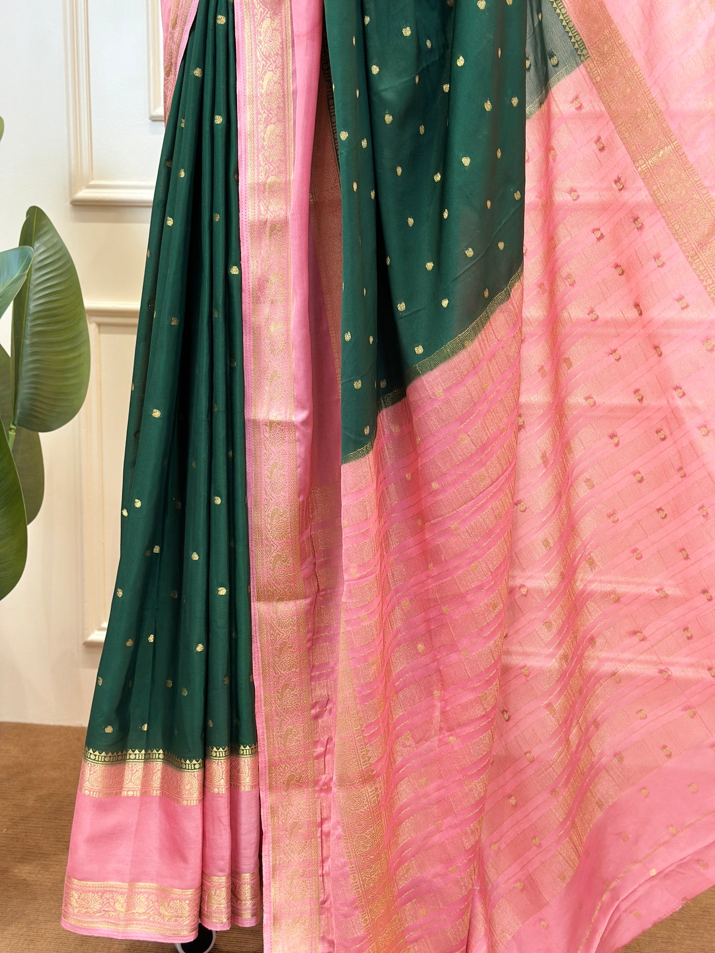 Semi Mysore Silk Crepe Saree with Rich Zari Border - Post 769